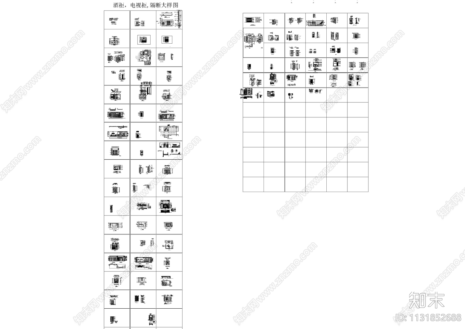 酒柜电视柜隔断立面cad施工图下载【ID:1131852688】