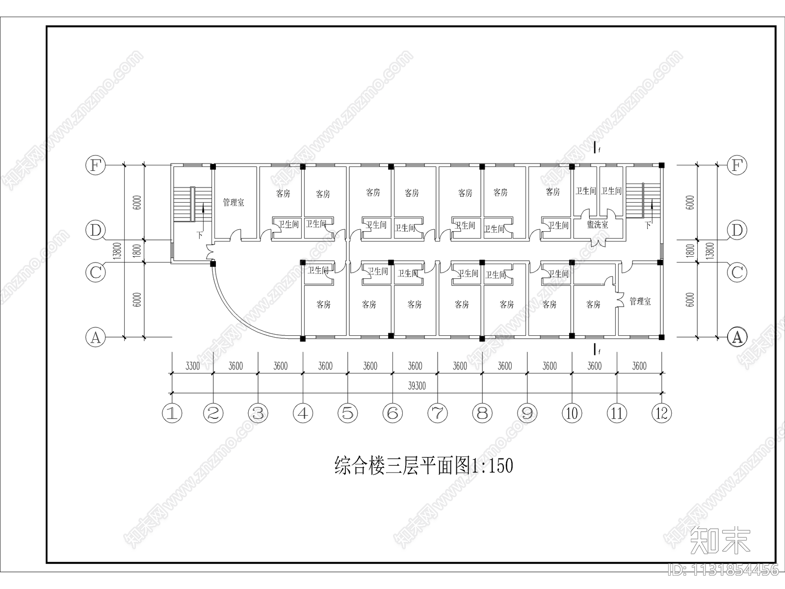 度假村综合楼建筑cad施工图下载【ID:1131854456】