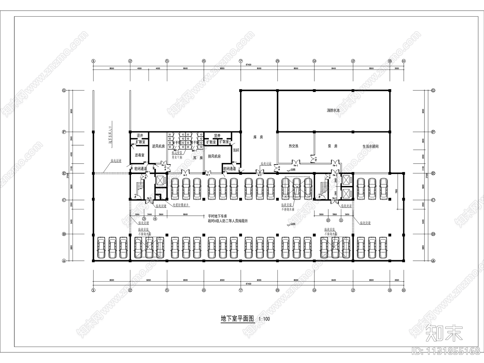 高层现代酒店方建筑cad施工图下载【ID:1131855168】