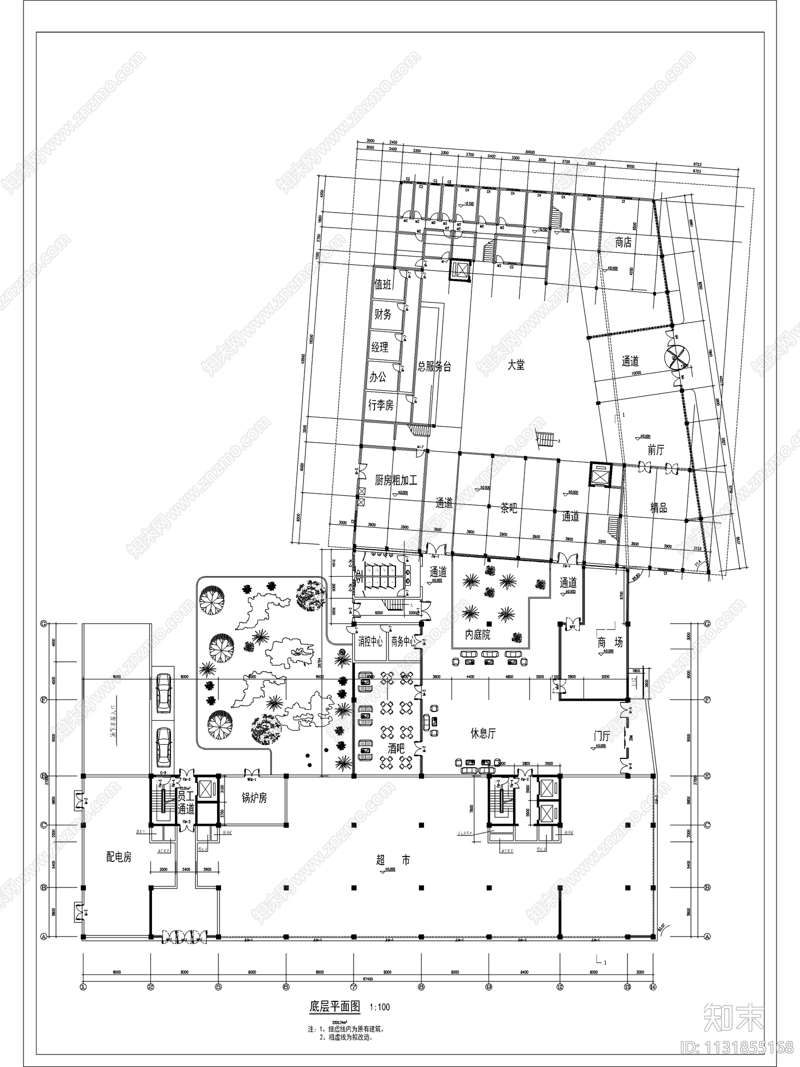 高层现代酒店方建筑cad施工图下载【ID:1131855168】