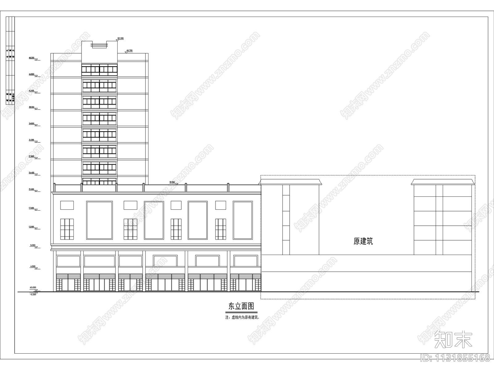 高层现代酒店方建筑cad施工图下载【ID:1131855168】