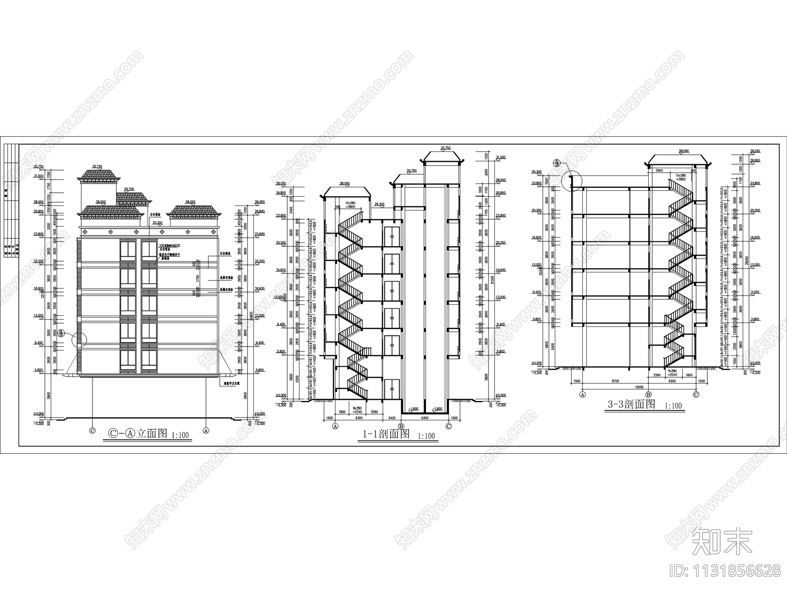 广东六层酒店建筑cad施工图下载【ID:1131856628】