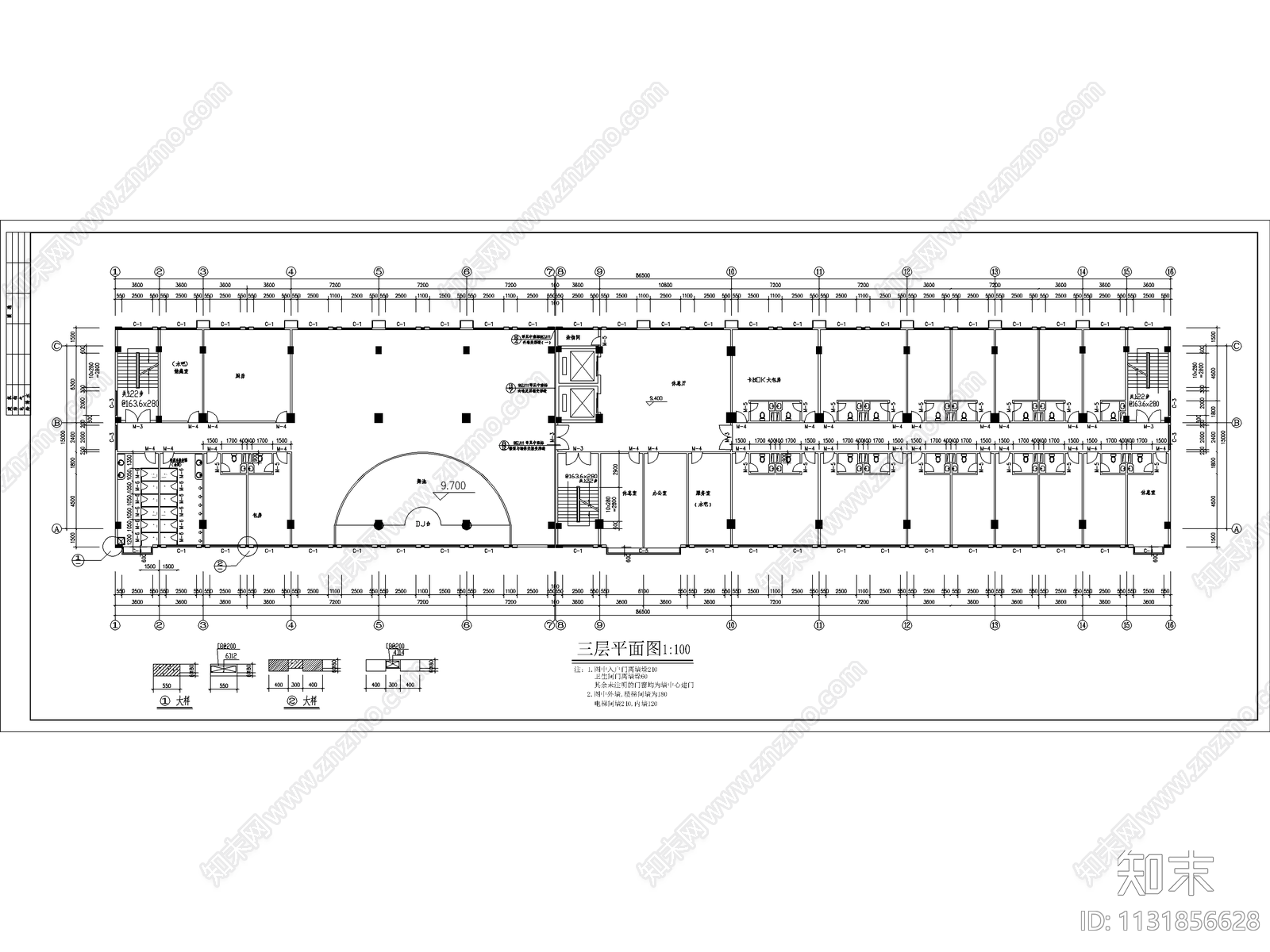 广东六层酒店建筑cad施工图下载【ID:1131856628】