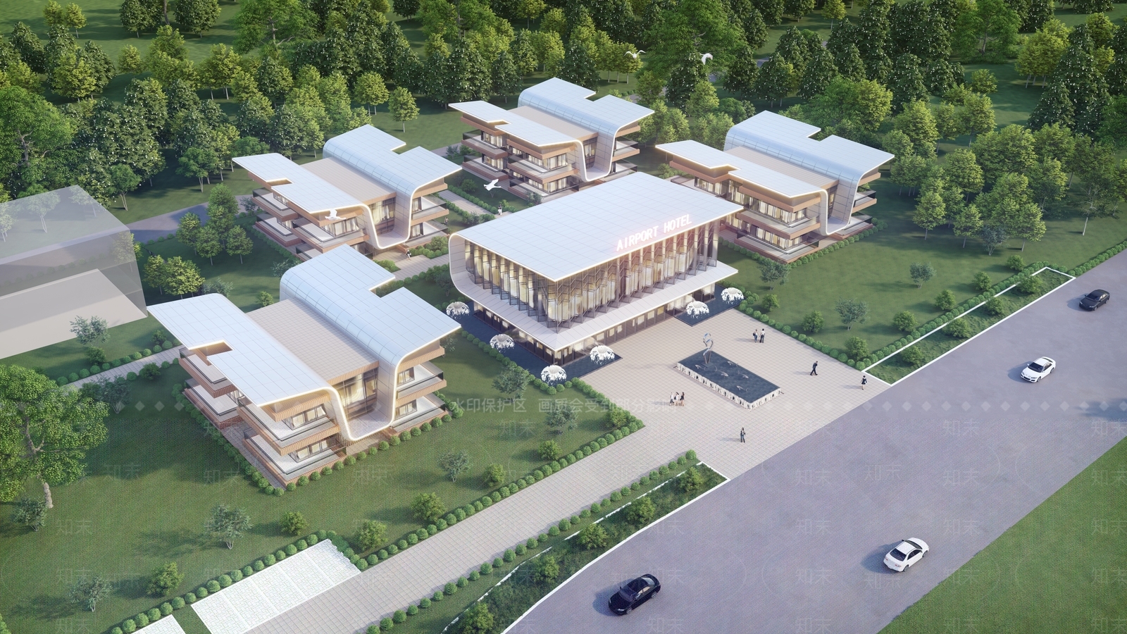 现代酒店建筑SU模型下载【ID:1131860774】