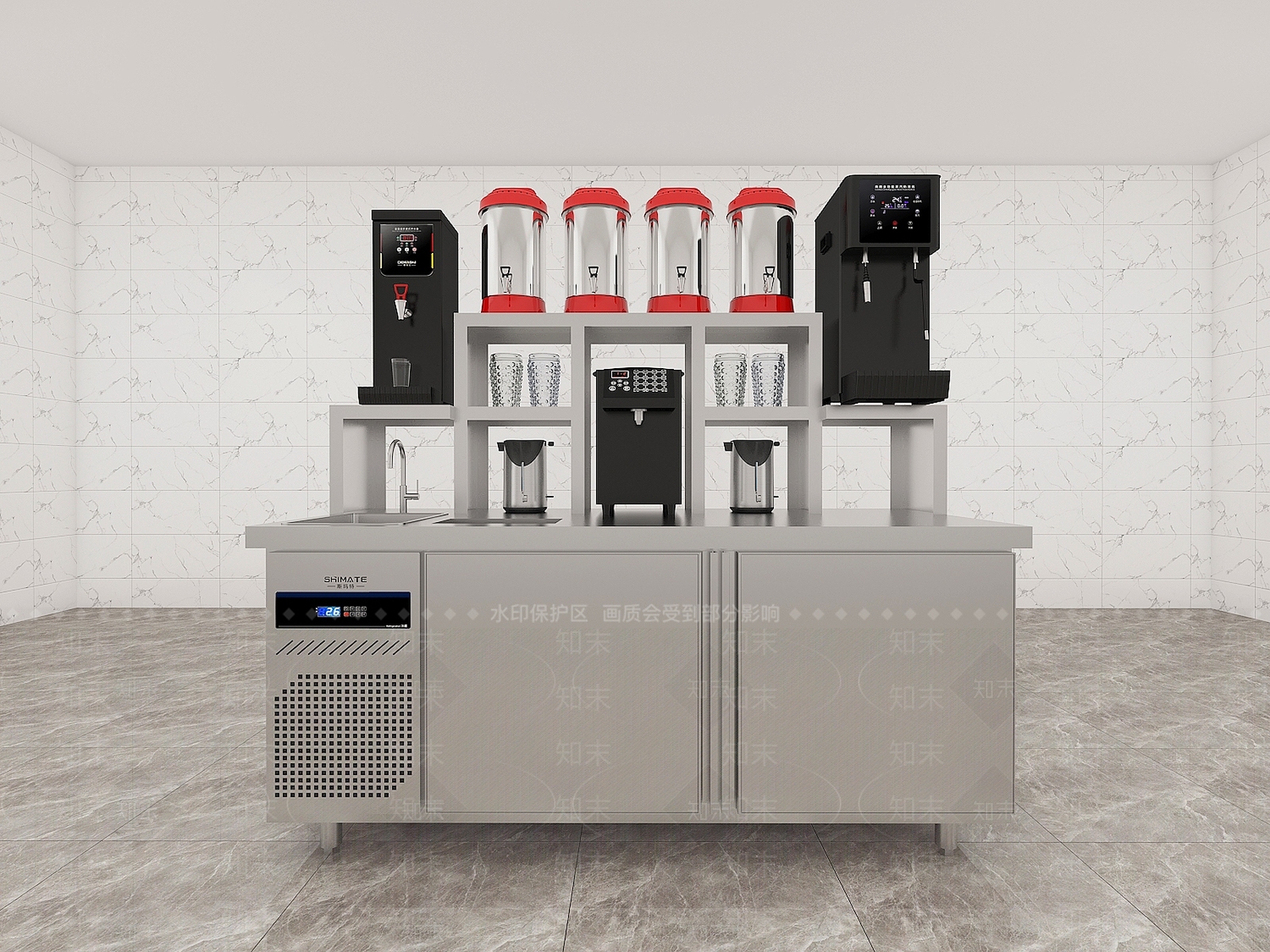 现代奶茶店设备3D模型下载【ID:1131861223】