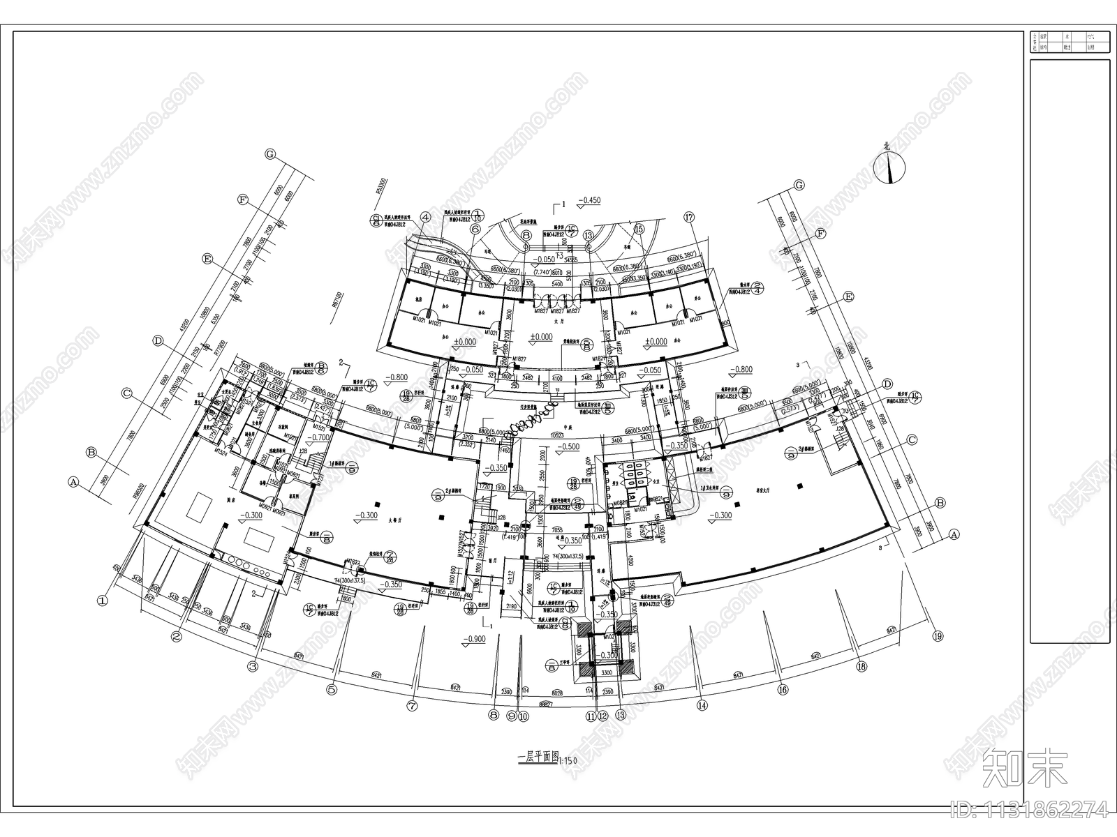 半岛娱乐会所建筑cad施工图下载【ID:1131862274】