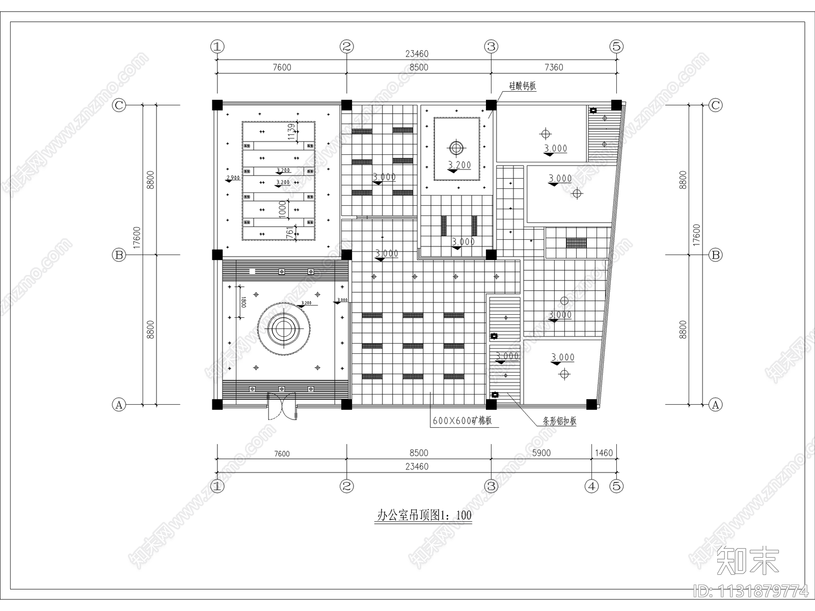 办公室精装修装饰图纸cad施工图下载【ID:1131879774】