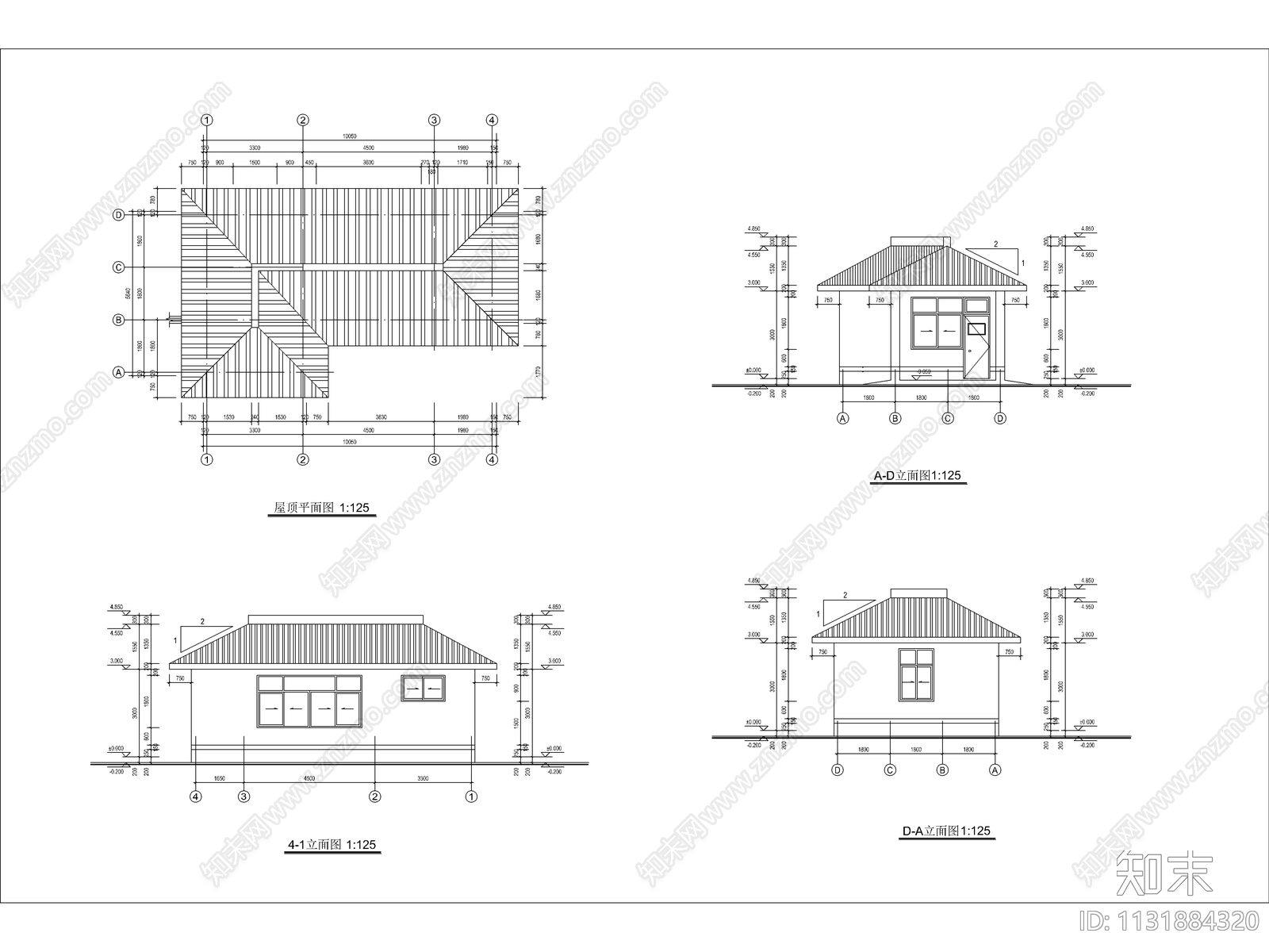 办公楼门卫建筑cad施工图下载【ID:1131884320】