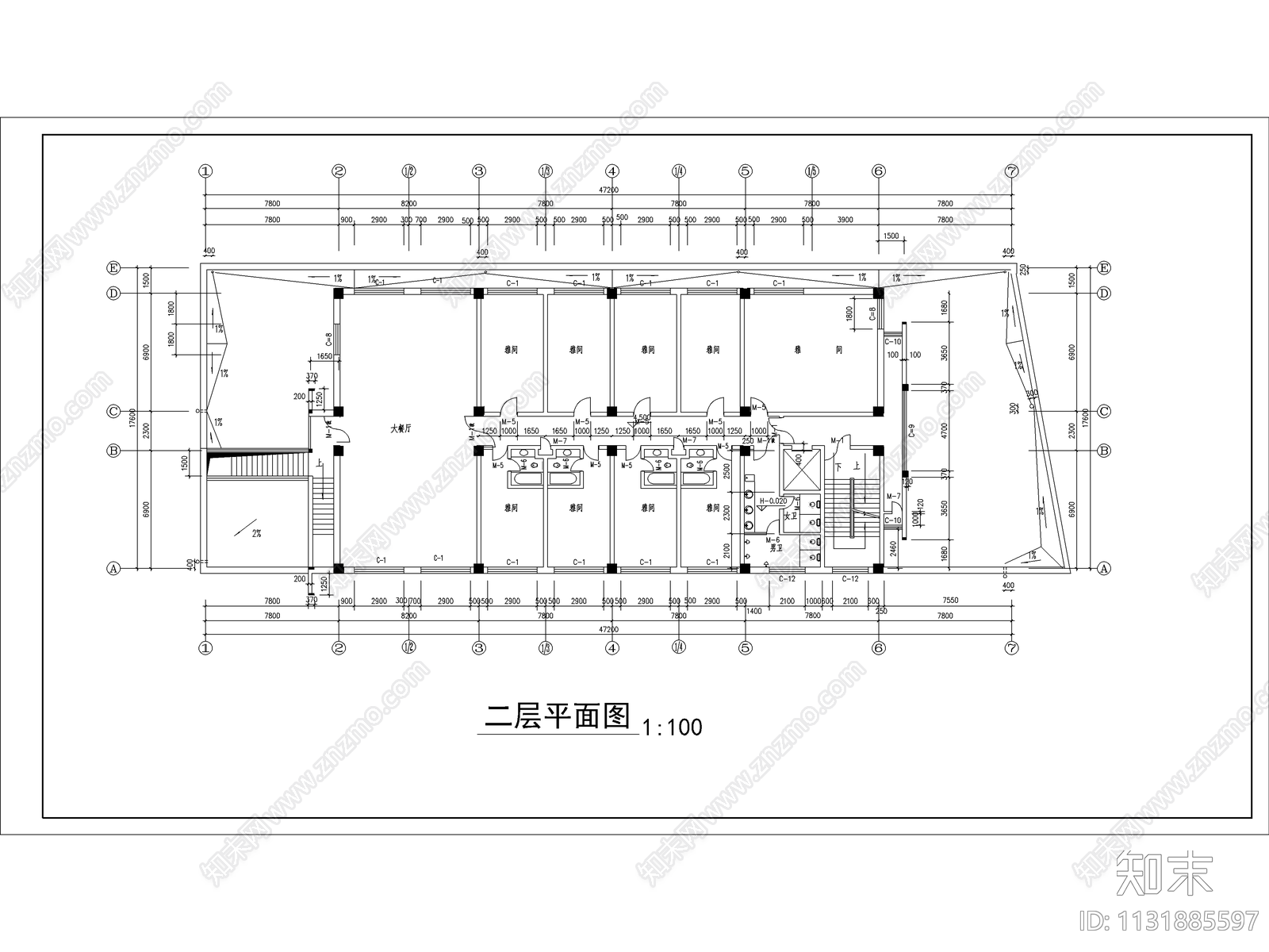 宾馆商住楼建筑设计cad施工图下载【ID:1131885597】