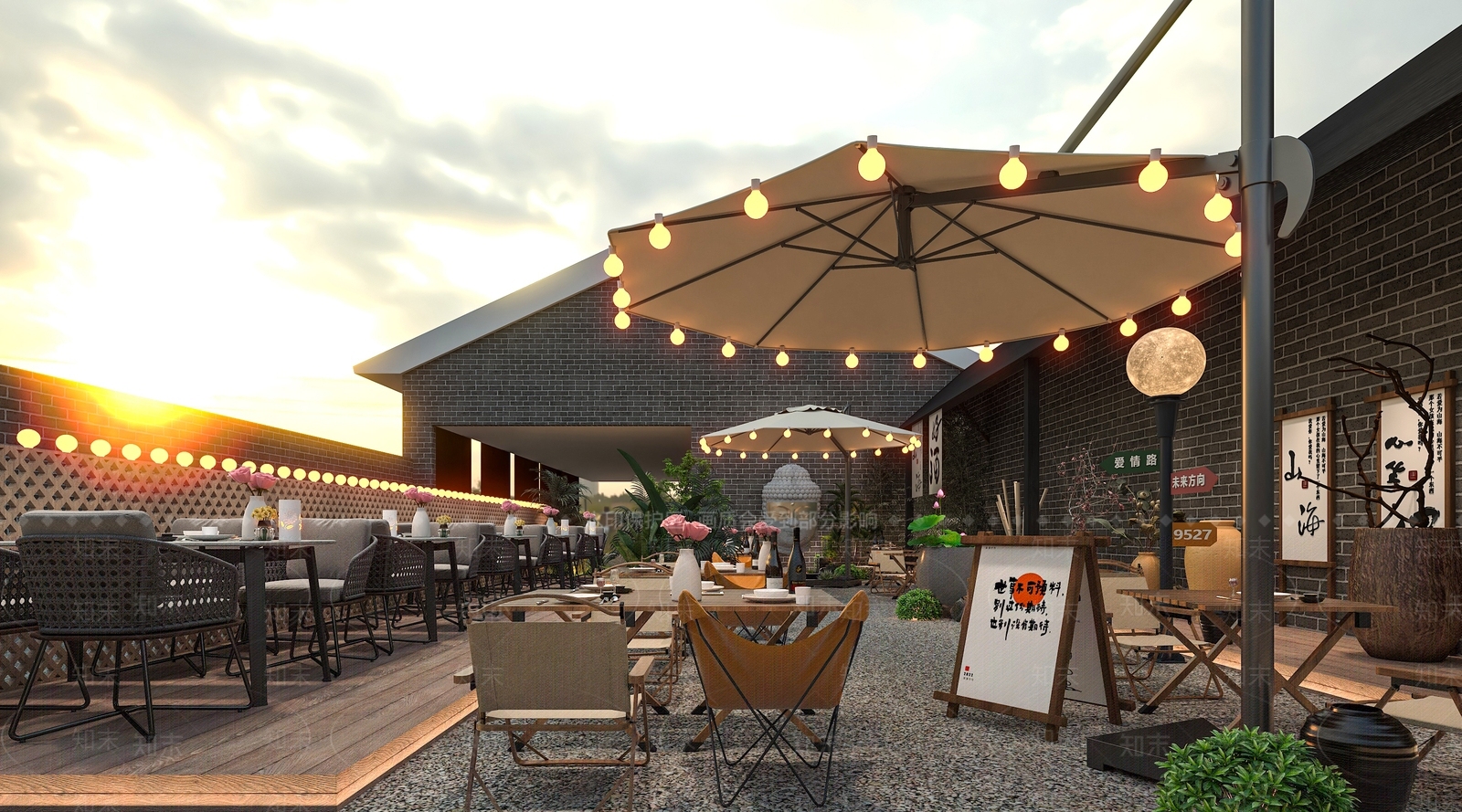 新中式露营风音乐餐厅3D模型下载【ID:1131891735】