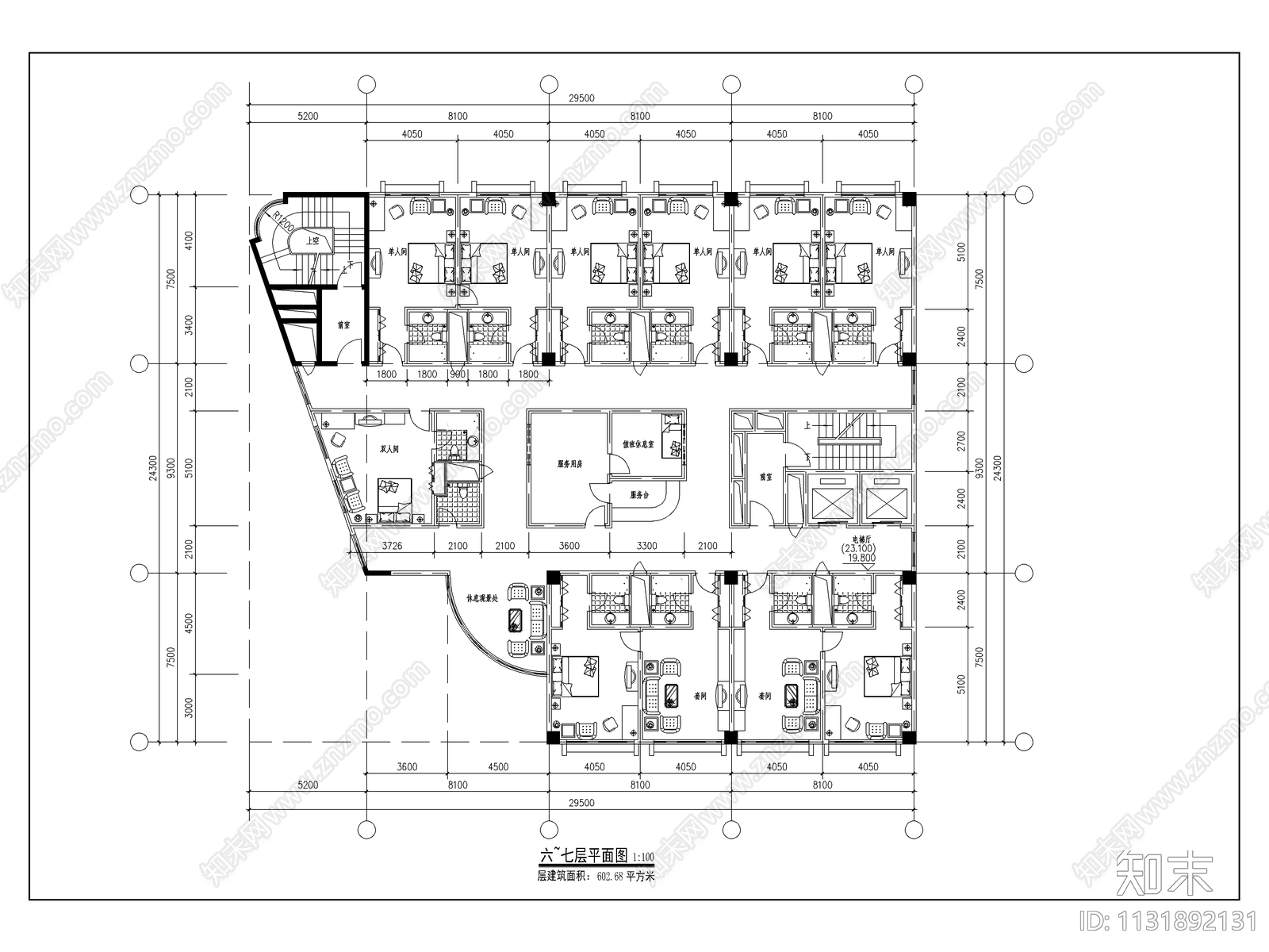 宾馆建筑设计cad施工图下载【ID:1131892131】