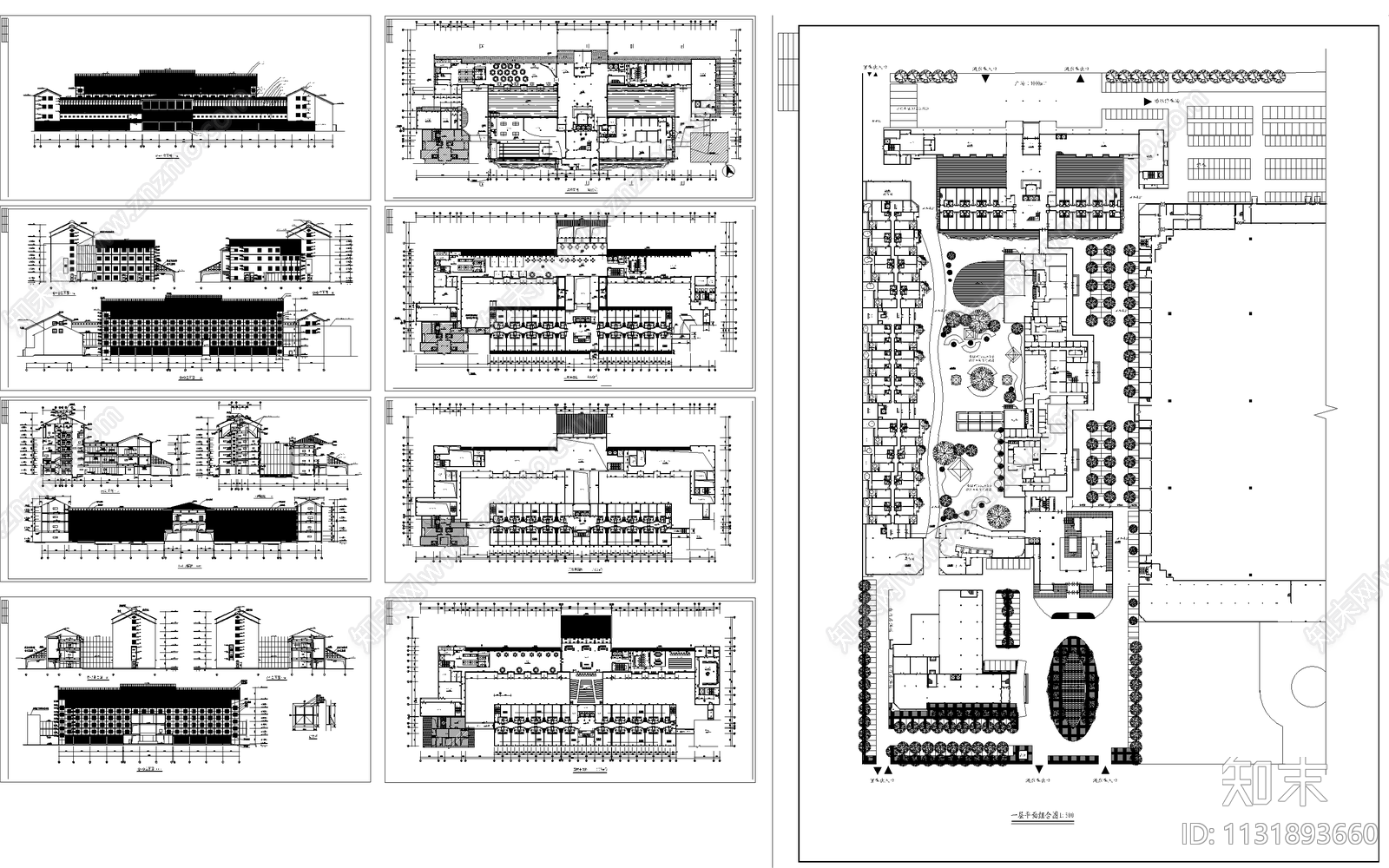 宾馆设计建筑设计cad施工图下载【ID:1131893660】