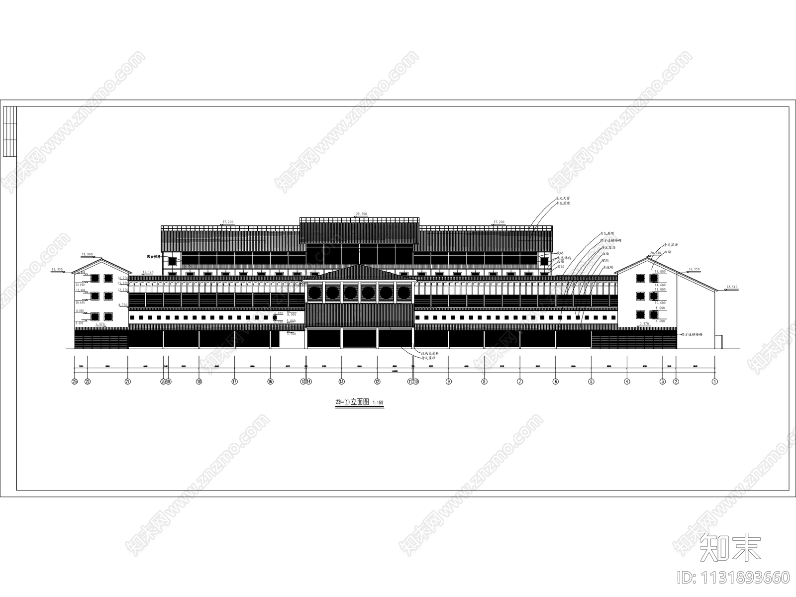 宾馆设计建筑设计cad施工图下载【ID:1131893660】