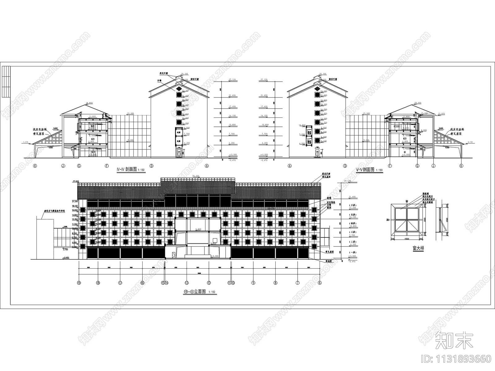 宾馆设计建筑设计cad施工图下载【ID:1131893660】