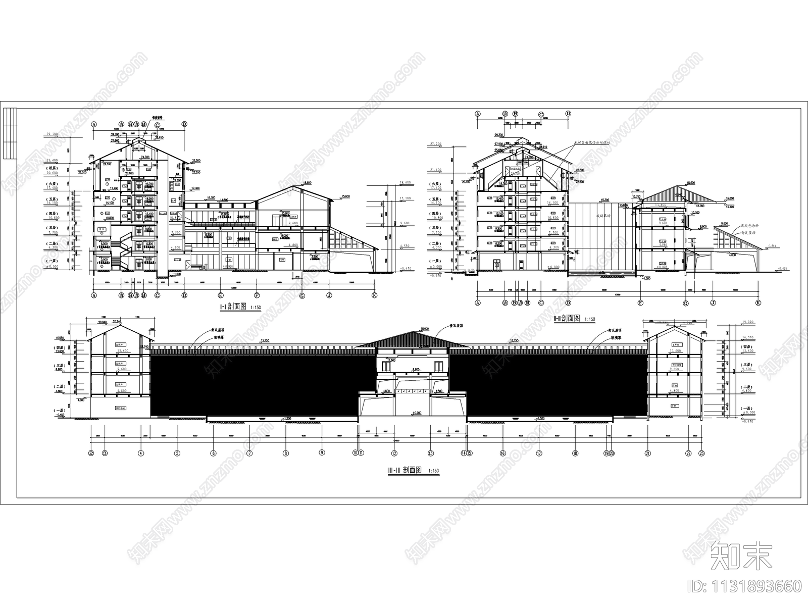 宾馆设计建筑设计cad施工图下载【ID:1131893660】