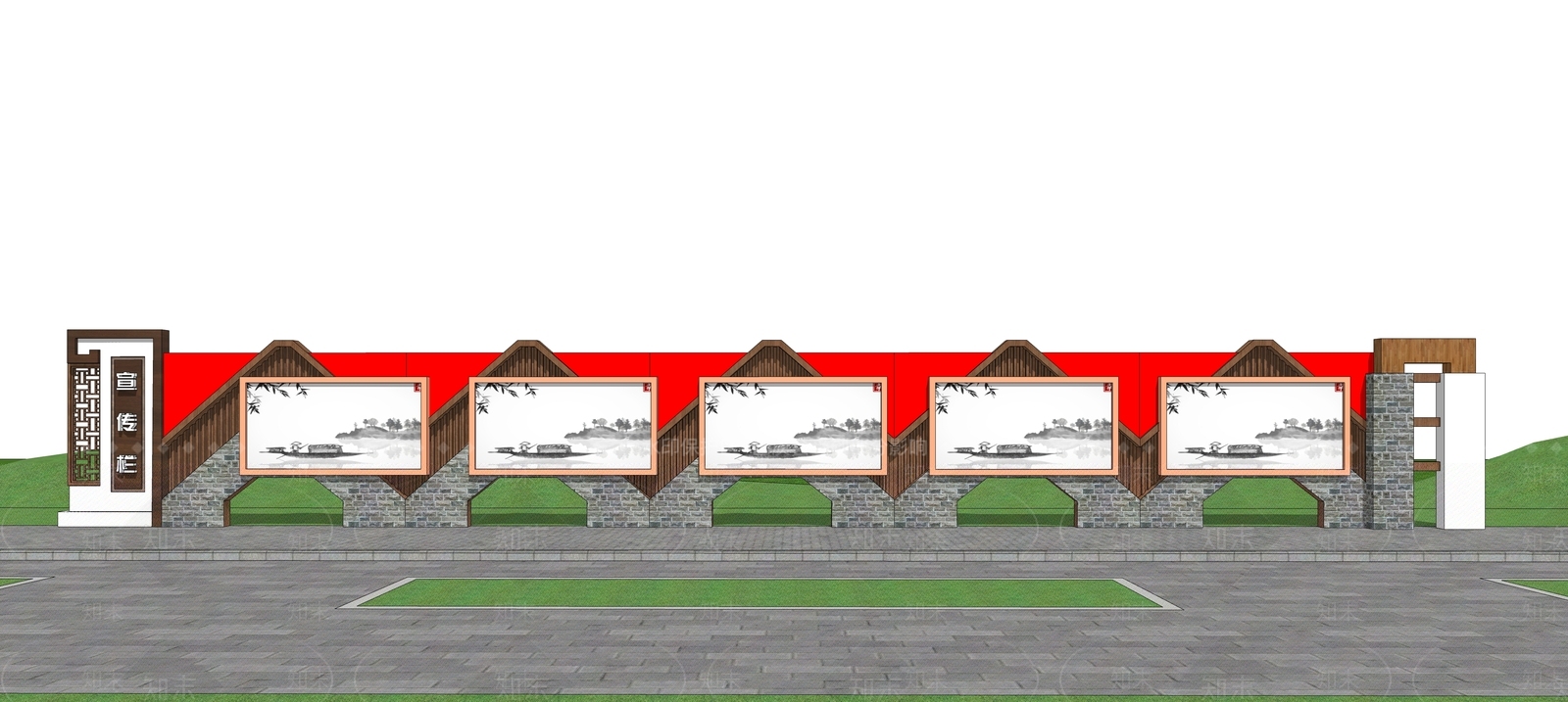 新中式宣传栏SU模型下载【ID:1131893604】