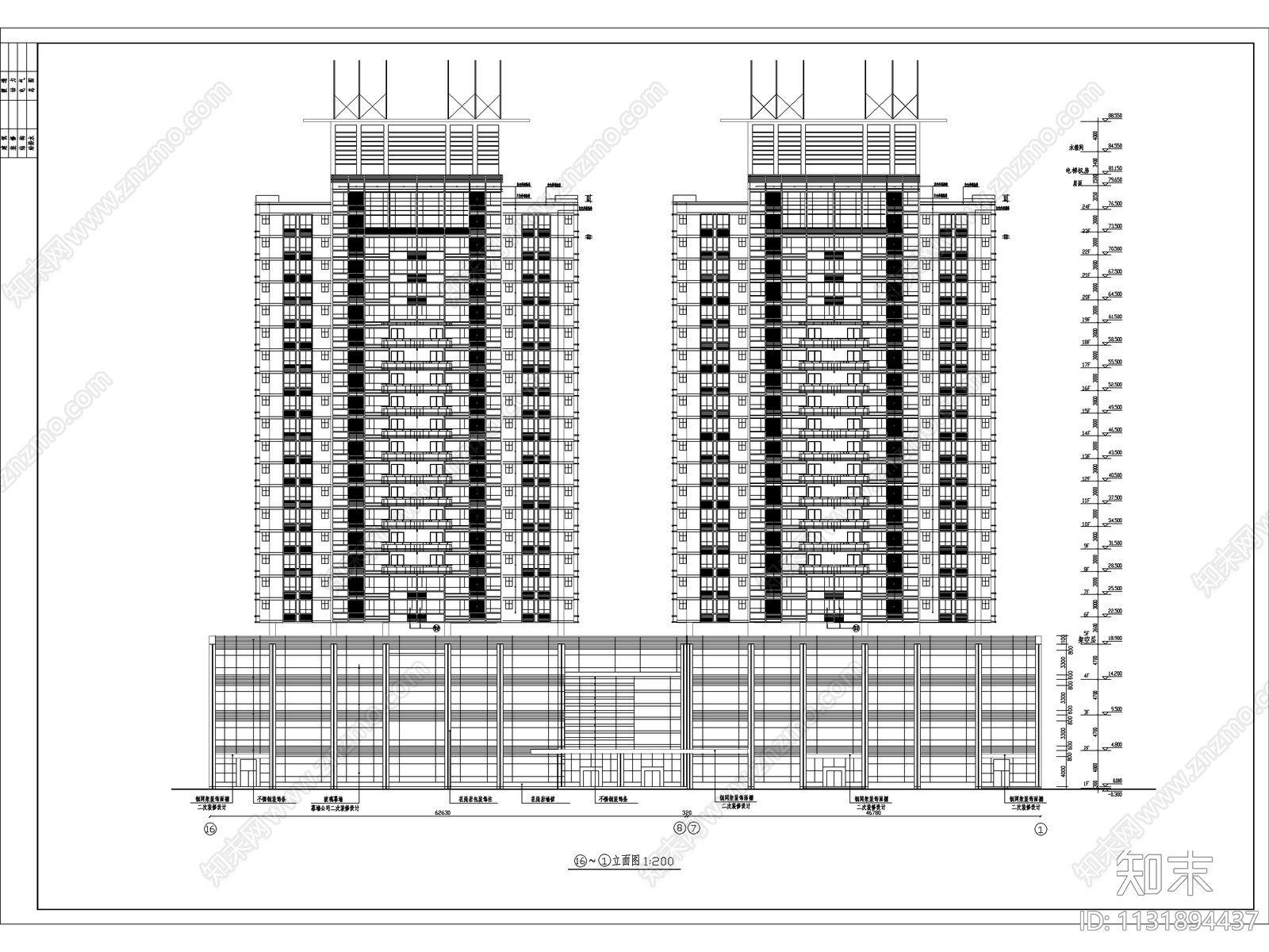 陈家庄商住楼建筑设计cad施工图下载【ID:1131894437】