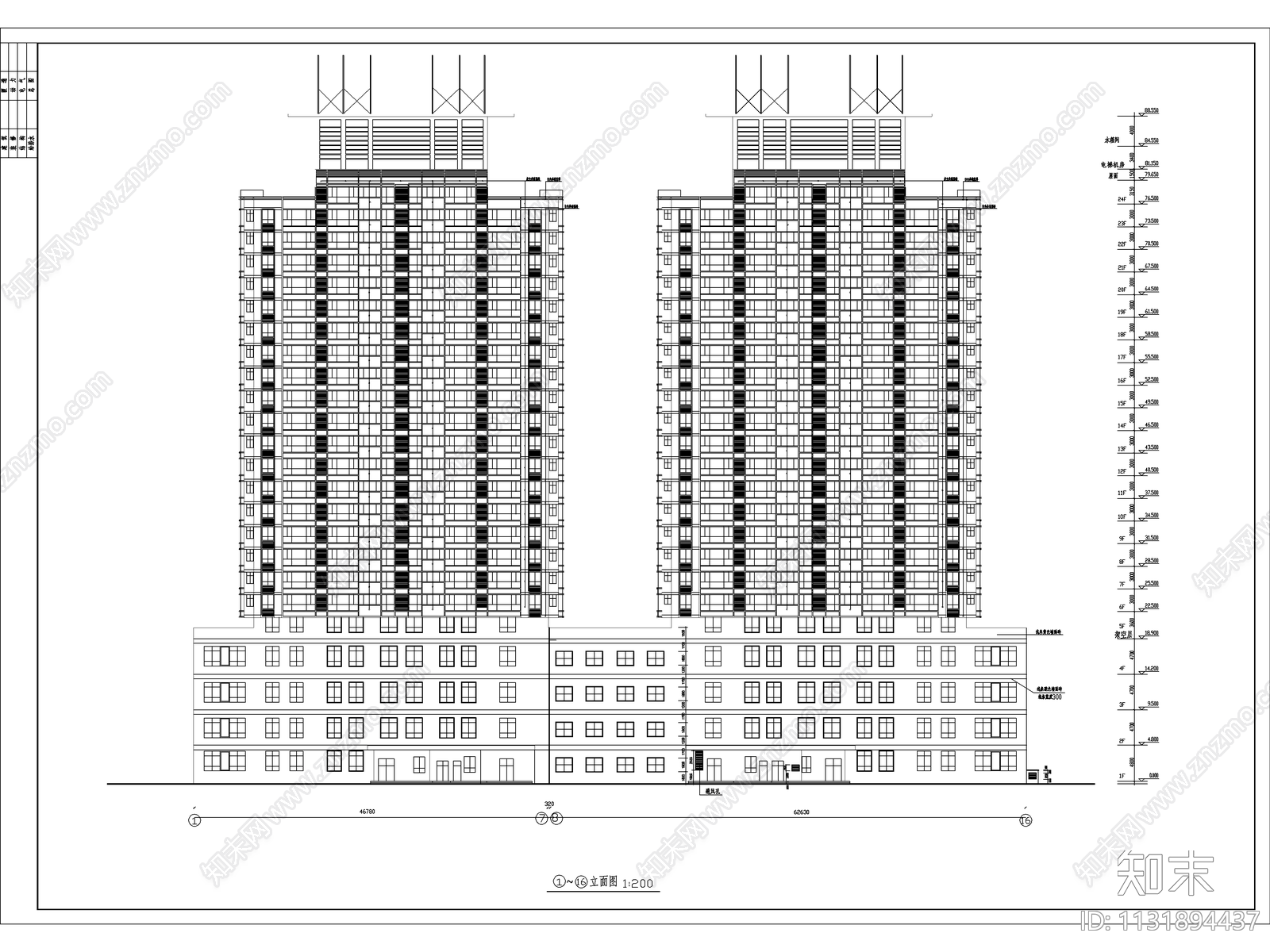 陈家庄商住楼建筑设计cad施工图下载【ID:1131894437】