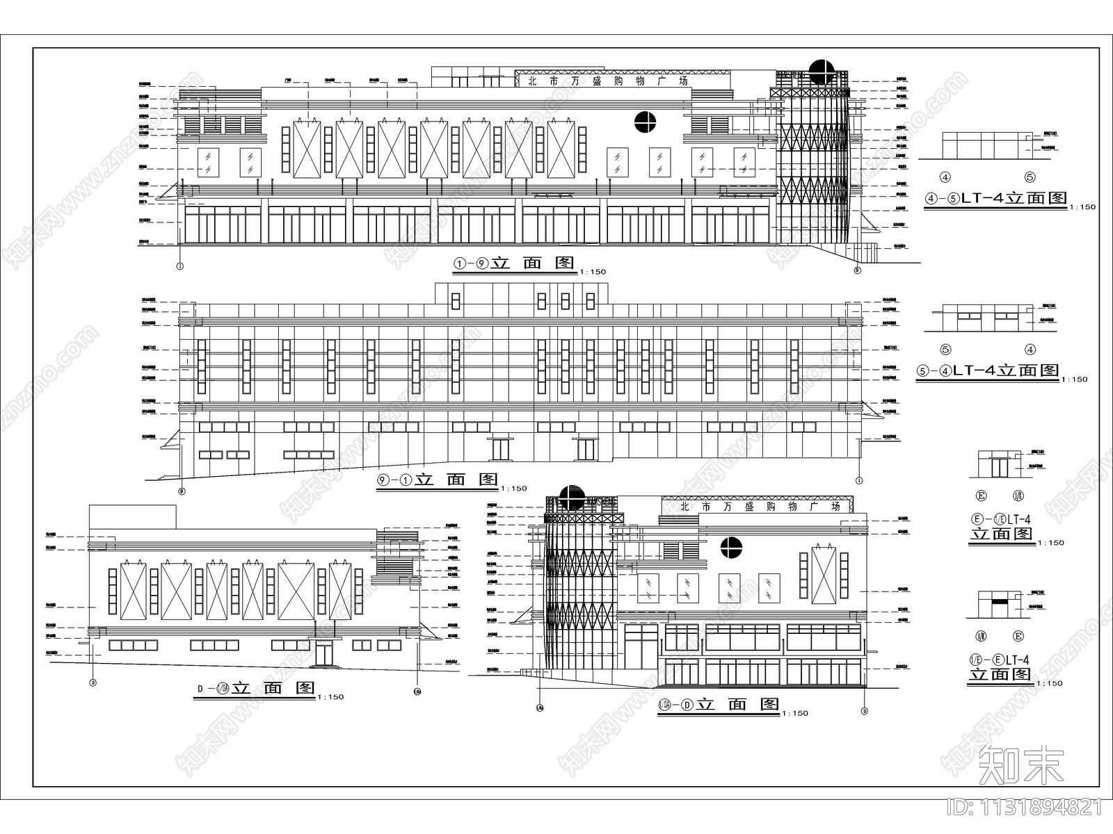 大连购物中心建施图cad施工图下载【ID:1131894821】