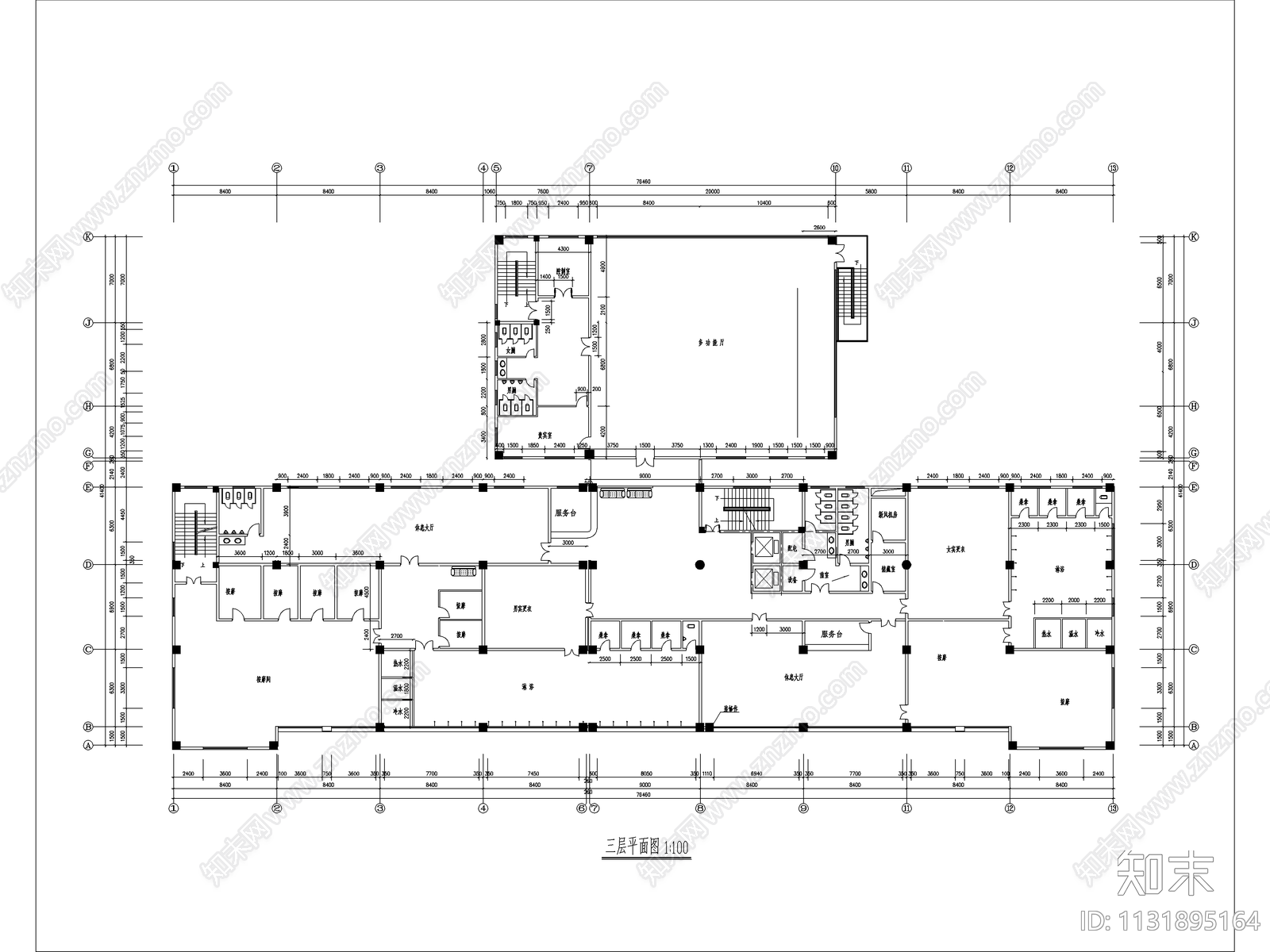 宾馆建筑设计cad施工图下载【ID:1131895164】