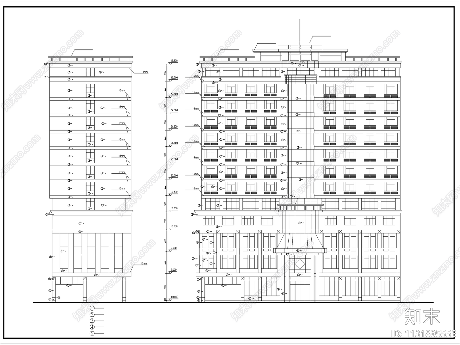 酒店建筑cad施工图下载【ID:1131895555】