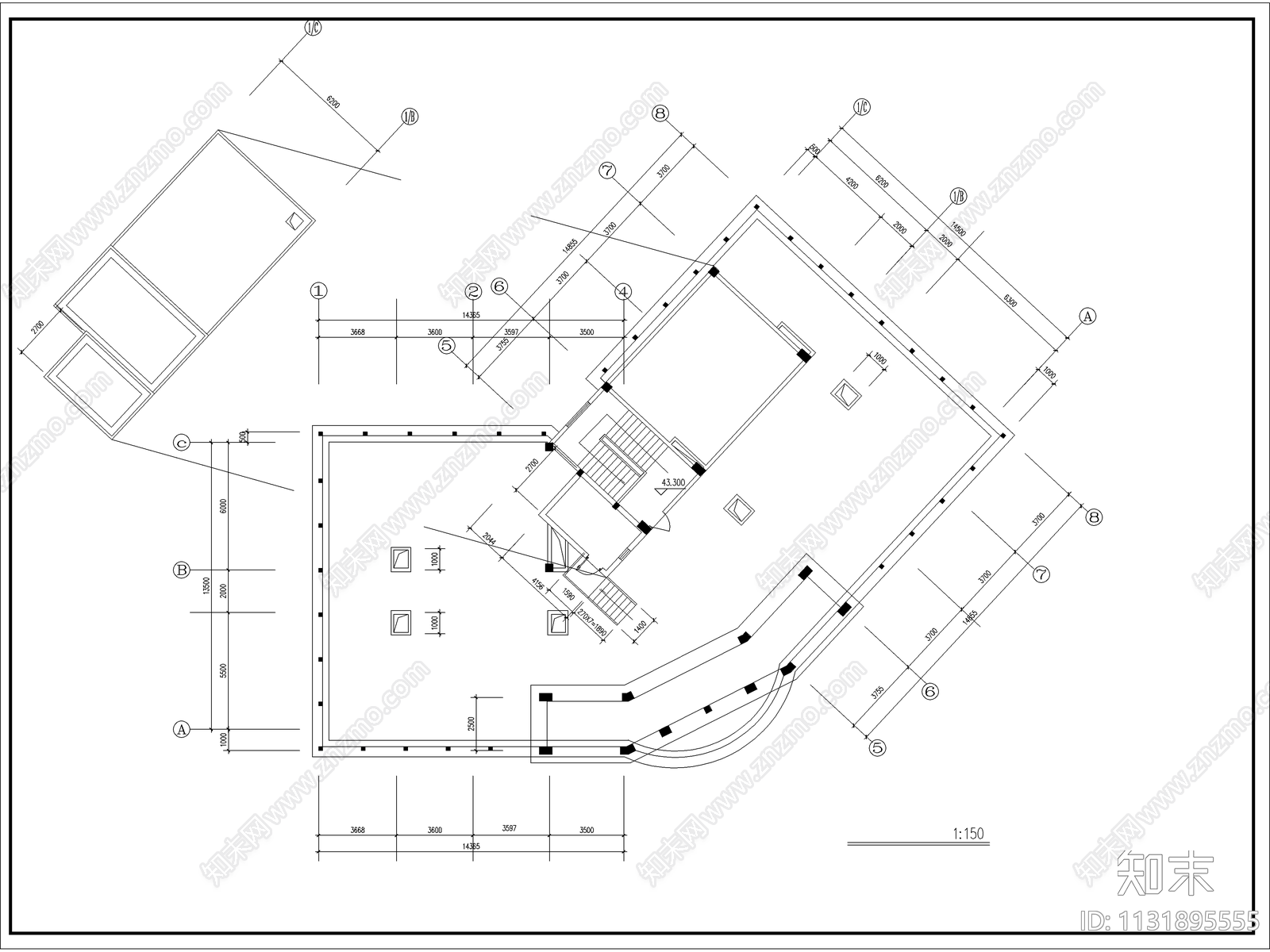 酒店建筑cad施工图下载【ID:1131895555】