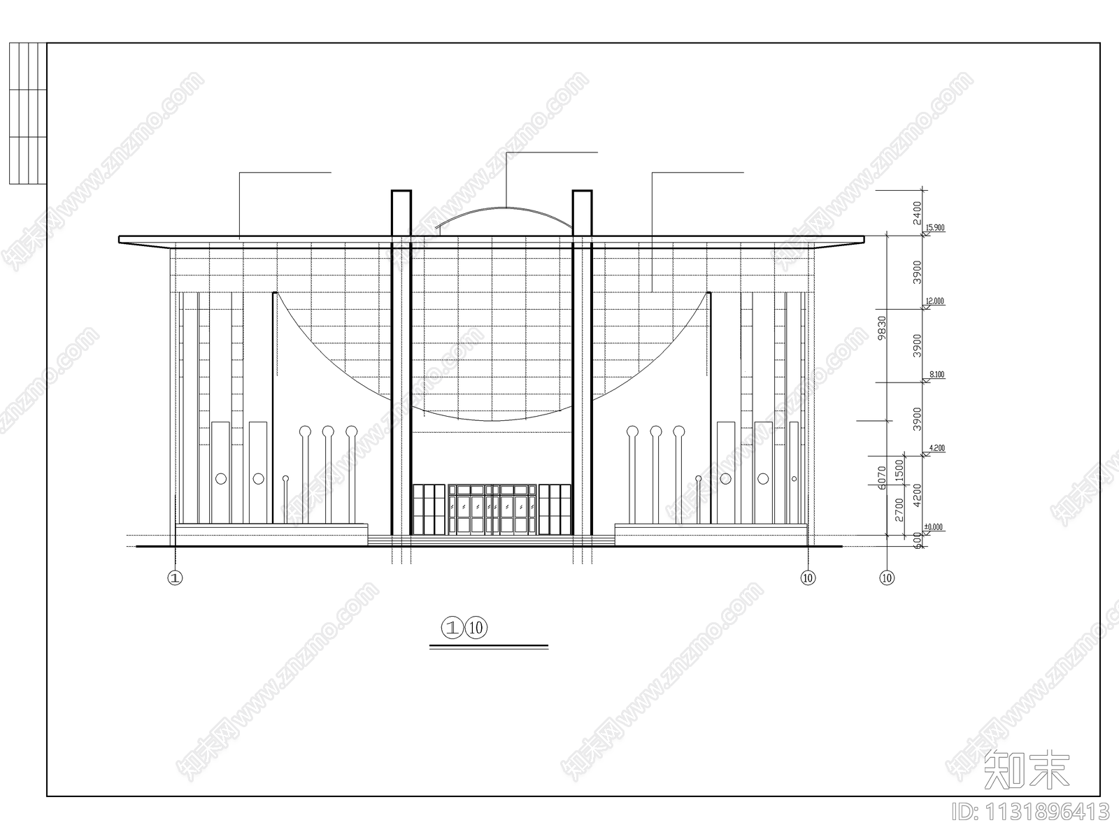 城建图书馆建筑cad施工图下载【ID:1131896413】