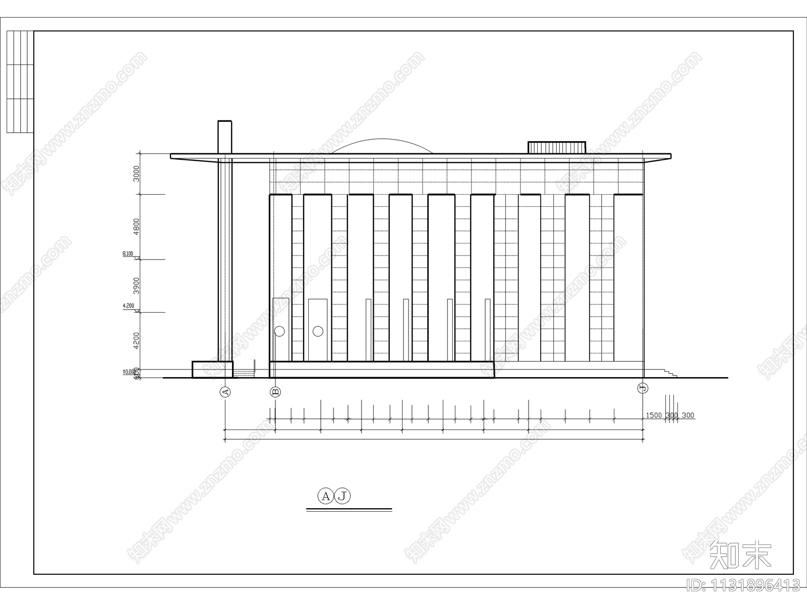 城建图书馆建筑cad施工图下载【ID:1131896413】