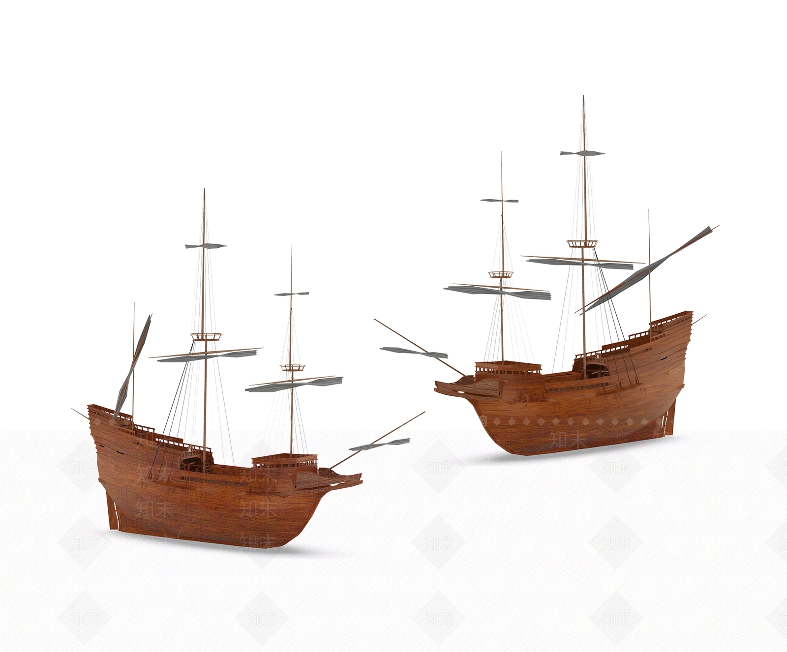 现代木制帆船摆件3D模型下载【ID:1131896625】