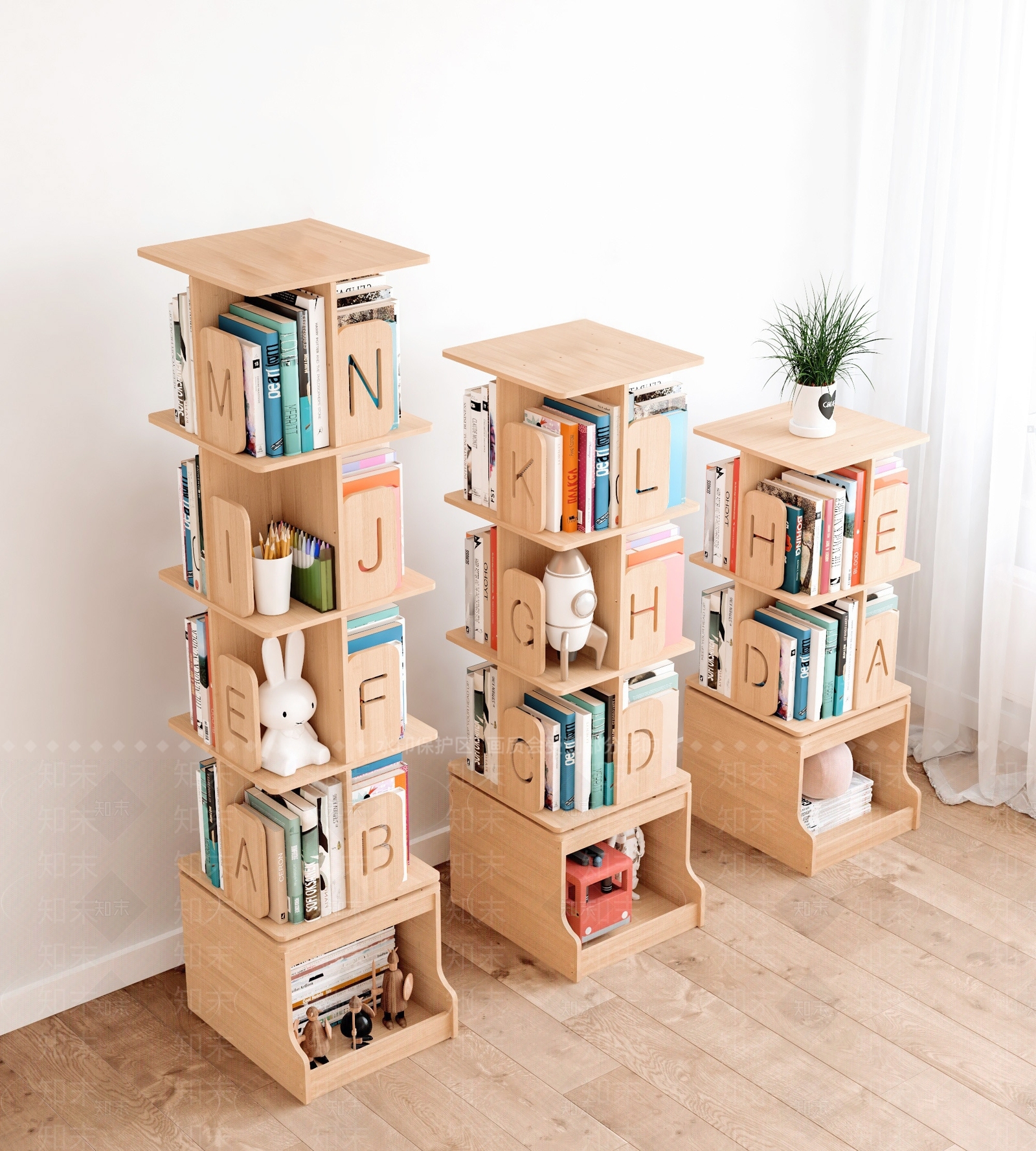 北欧方形落地儿童字母书架组合SU模型下载【ID:1131897563】