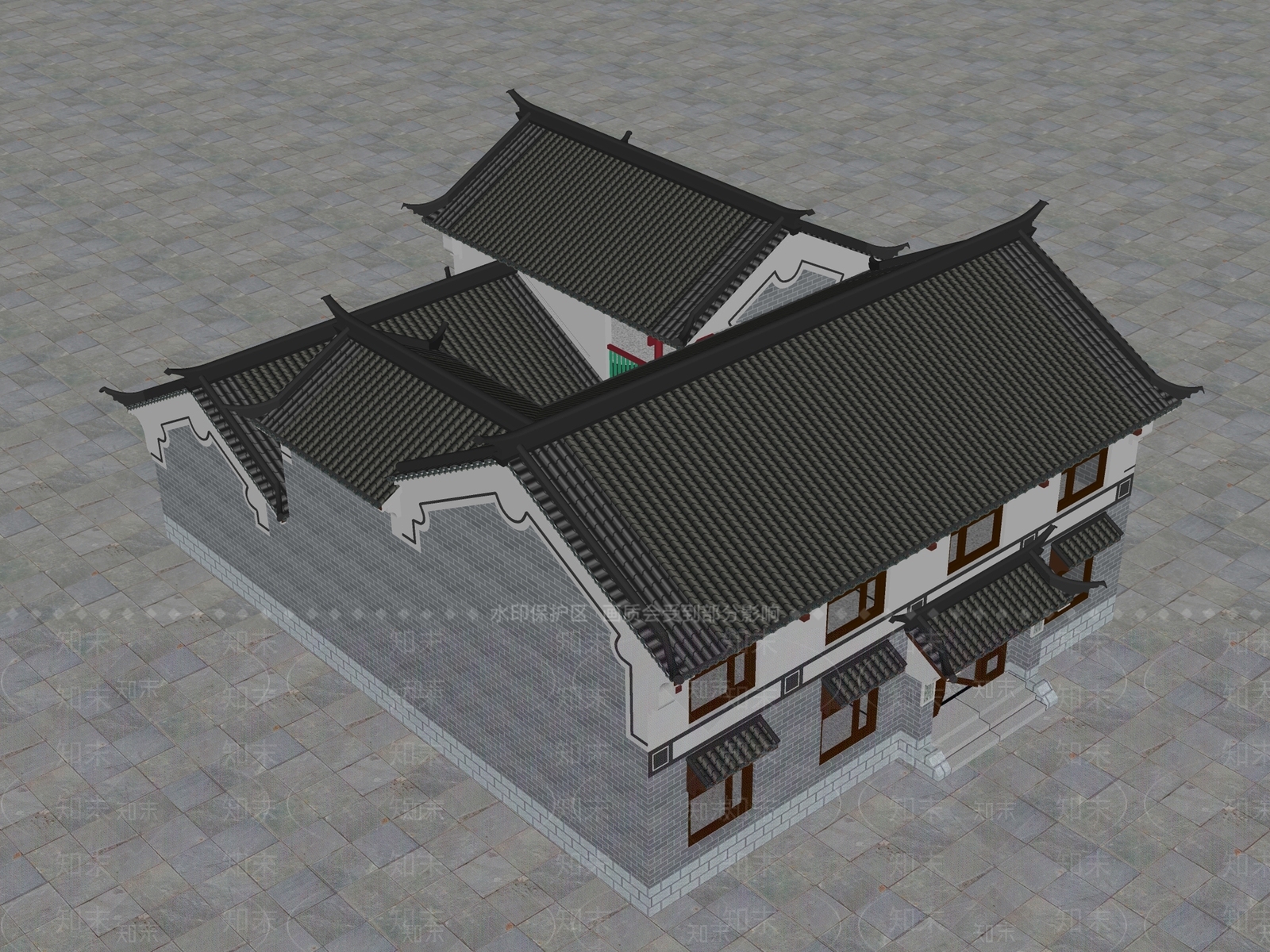 中式四合院SU模型下载【ID:1131898188】