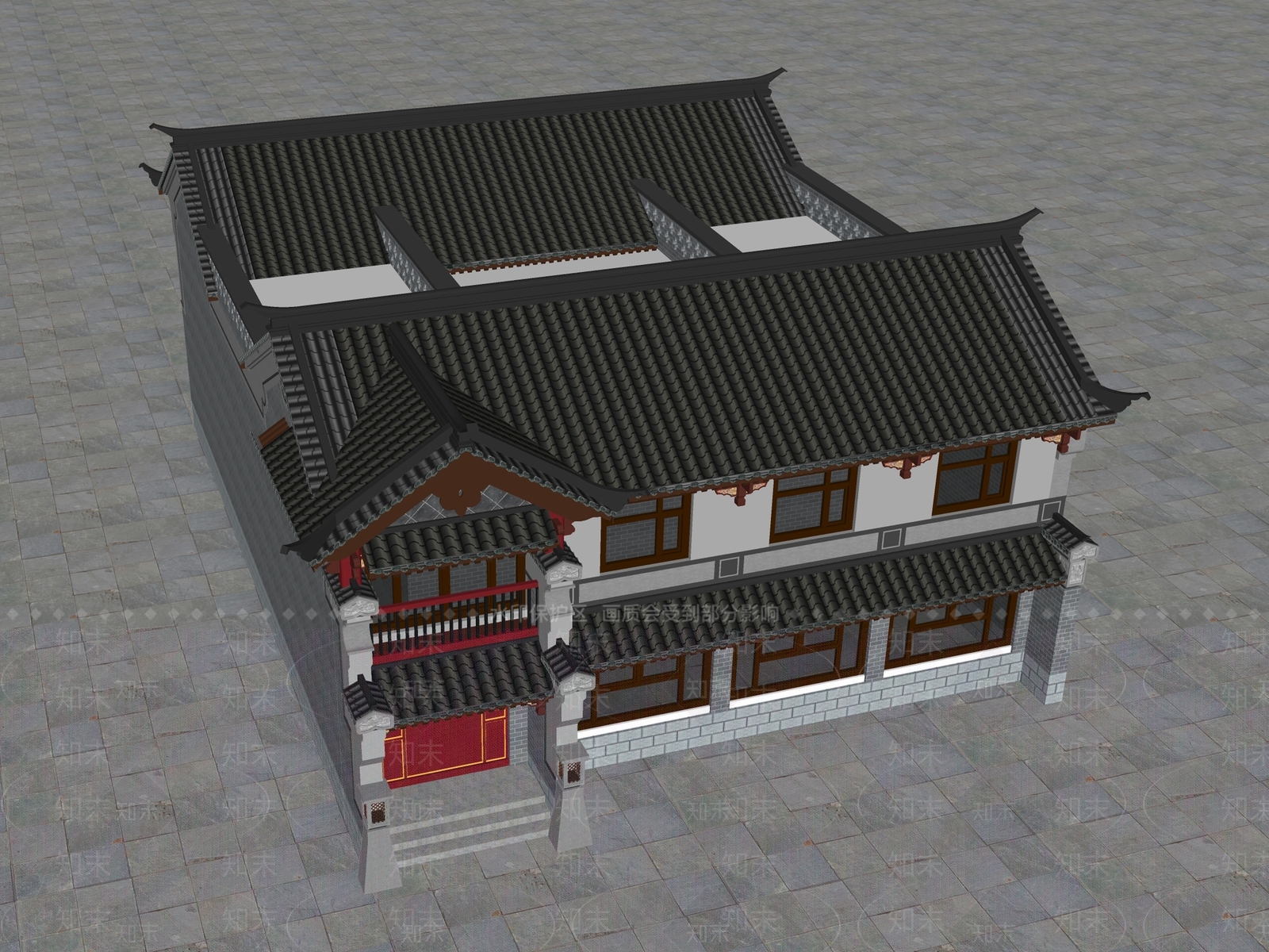 中式四合院SU模型下载【ID:1131898545】