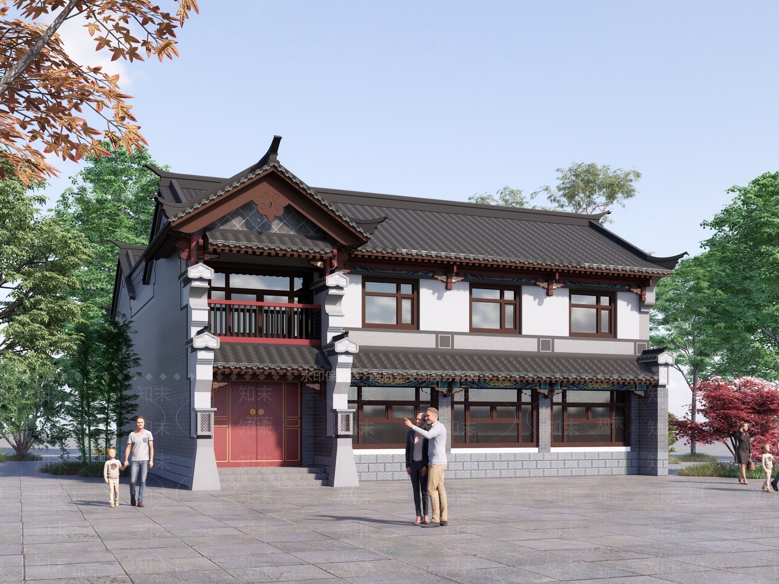 中式四合院SU模型下载【ID:1131898545】
