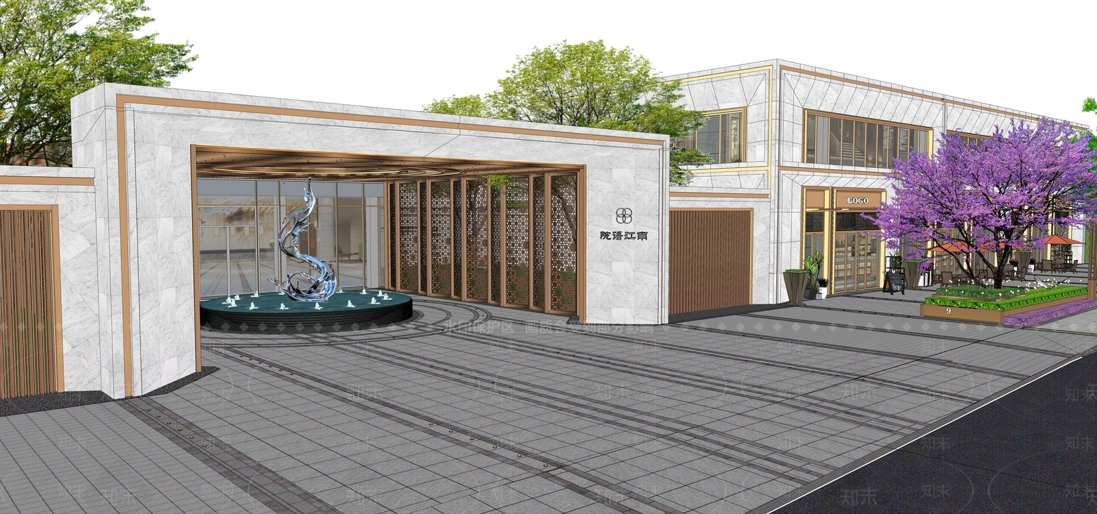 现代示范区入口SU模型下载【ID:1131900103】