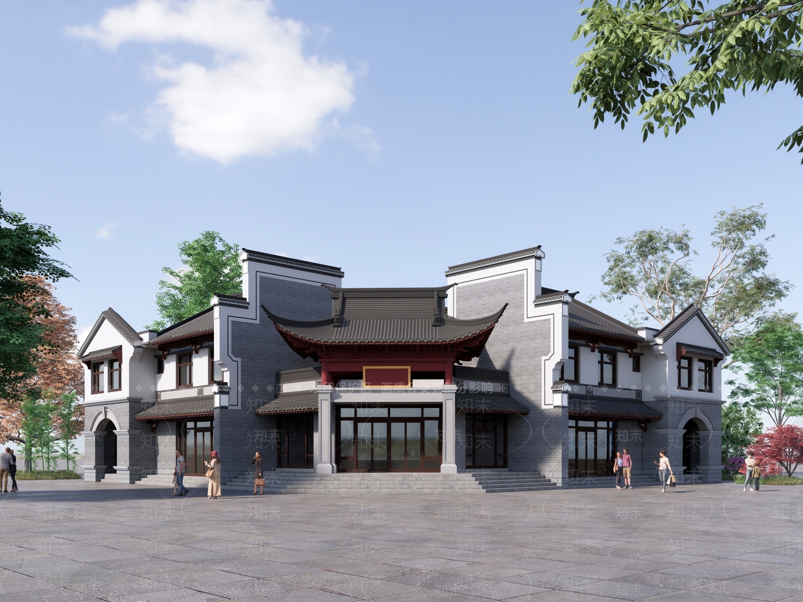 中式四合院SU模型下载【ID:1131900655】