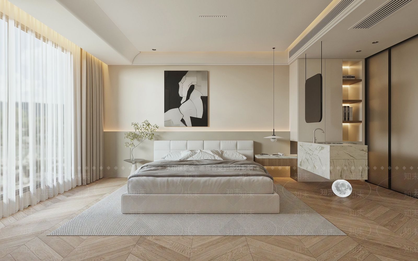 现代极简家居卧室3D模型下载【ID:1131901162】_知末3d模型网