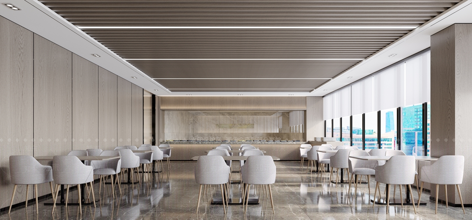 现代酒店餐厅3D模型下载【ID:1221766487】