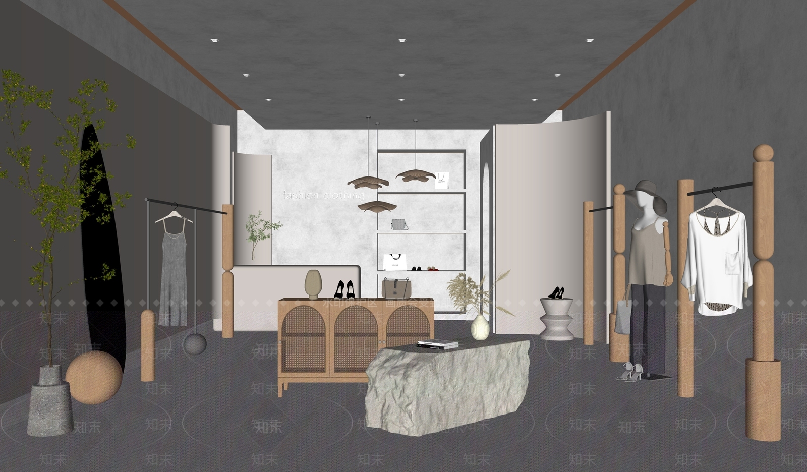 侘寂服装店女装店SU模型下载【ID:1131903519】