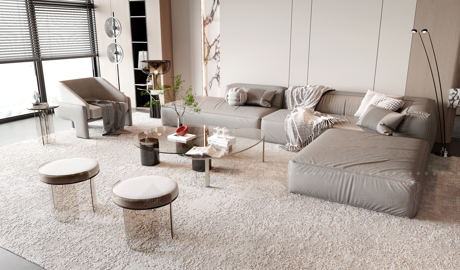 Minotti现代沙发茶几组合休闲椅3D模型下载【ID:1131912811】