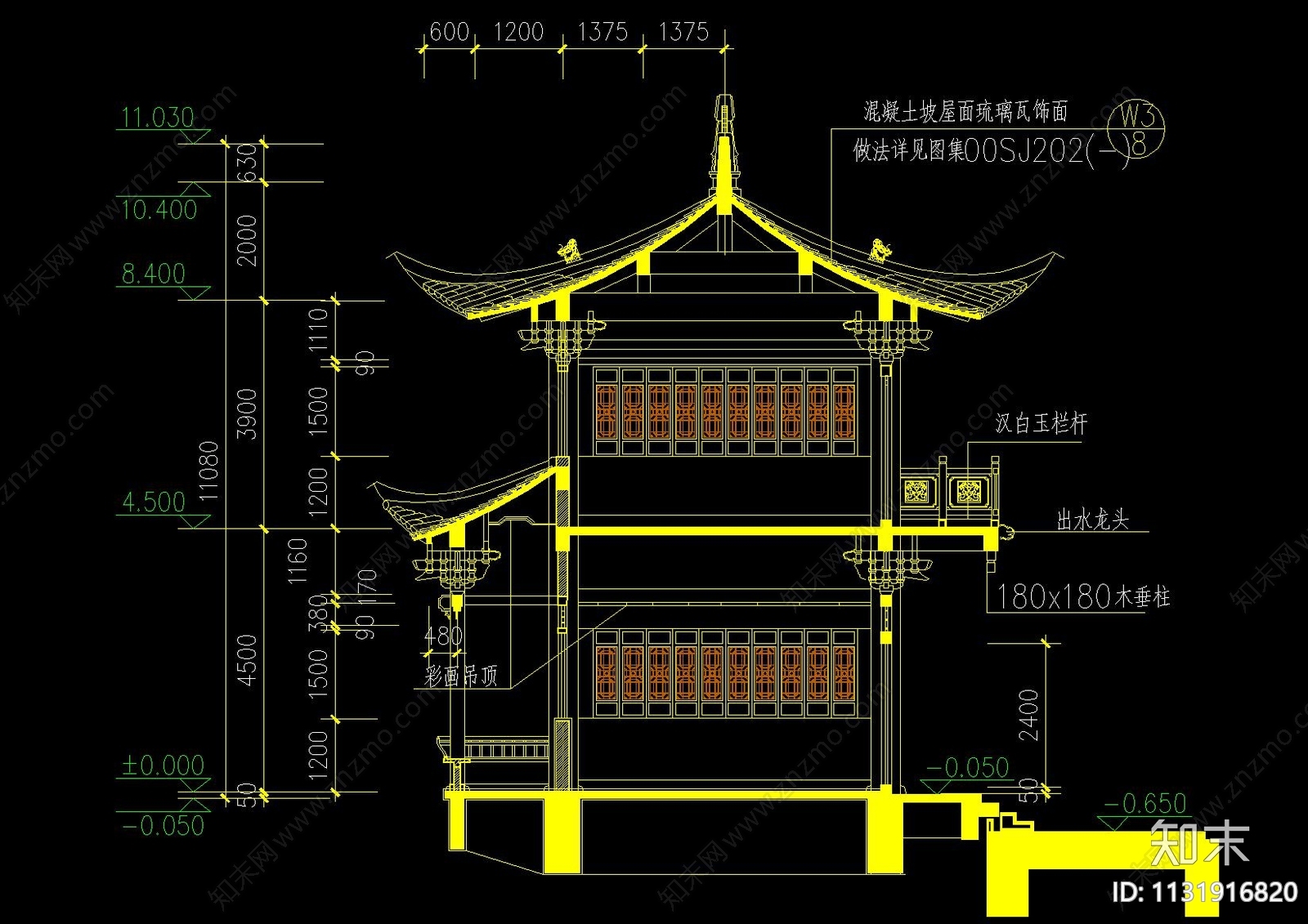 中式廊桥建筑全套图纸永定桥cad施工图下载【ID:1131916820】