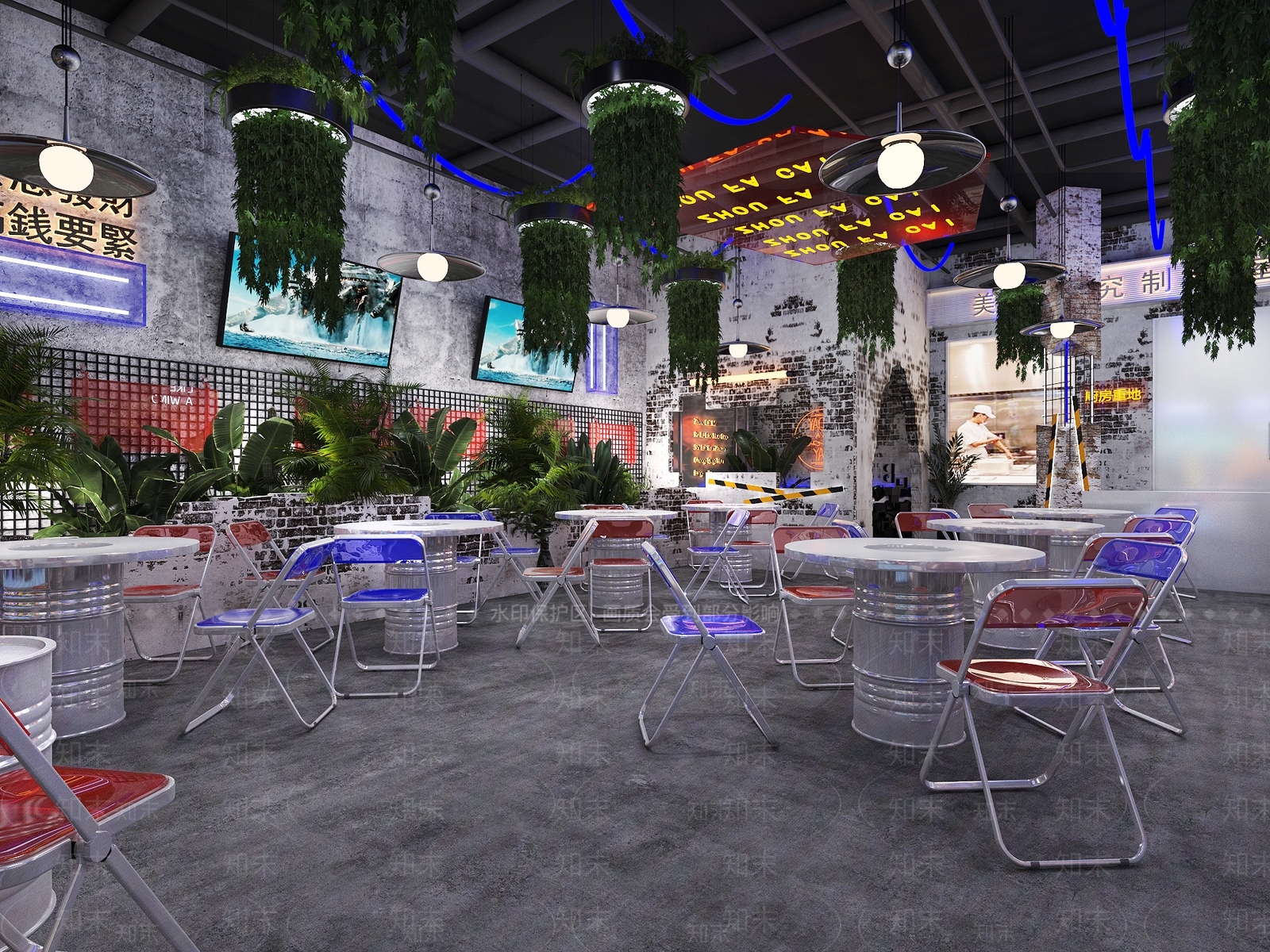 工业风现代火锅店3D模型下载【ID:1131938200】