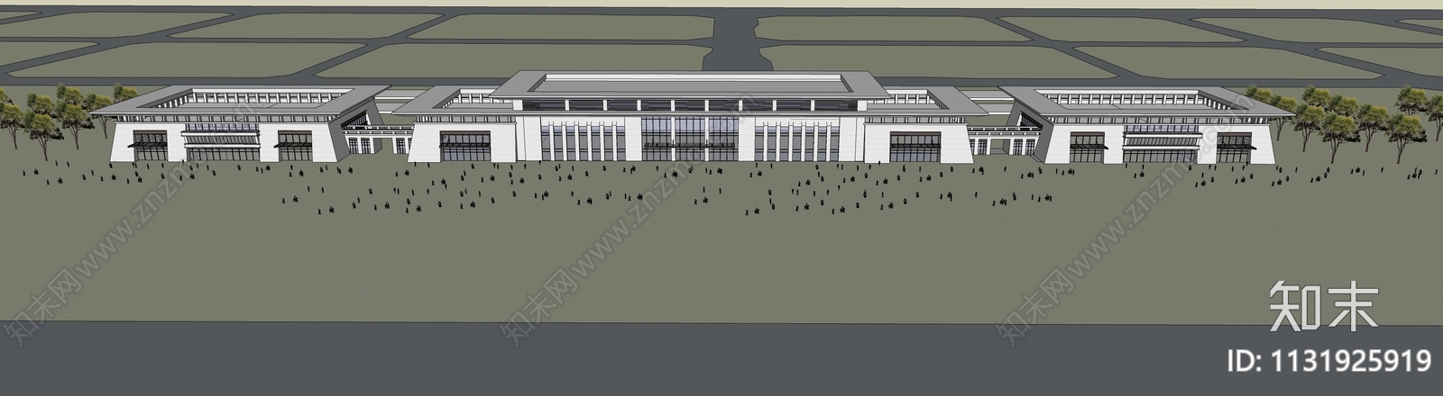 现代火车站SU模型下载【ID:1131925919】