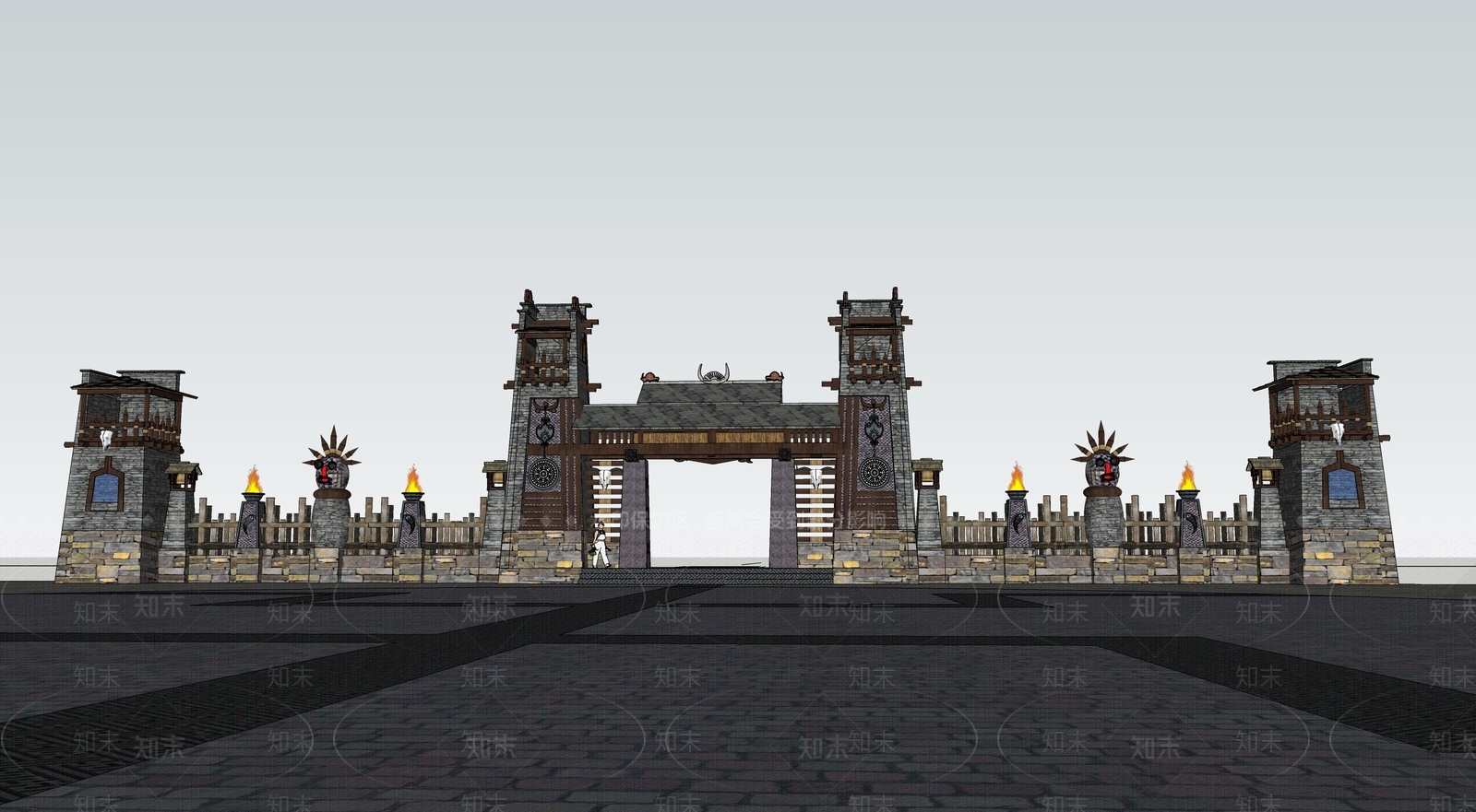 中式牌坊牌楼SU模型下载【ID:1131926722】