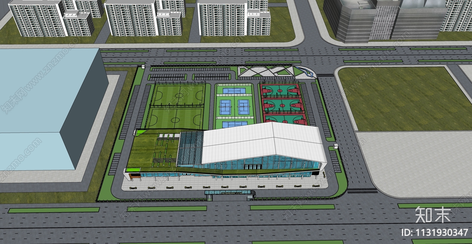 现代体育公园SU模型下载【ID:1131930347】