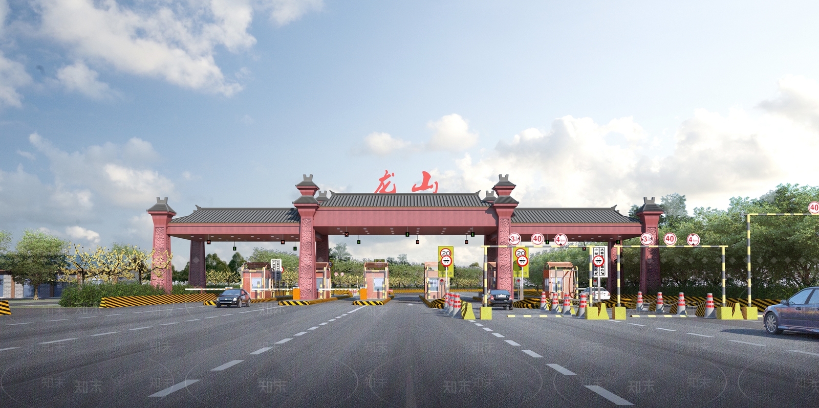 中式收费站SU模型下载【ID:1131935107】