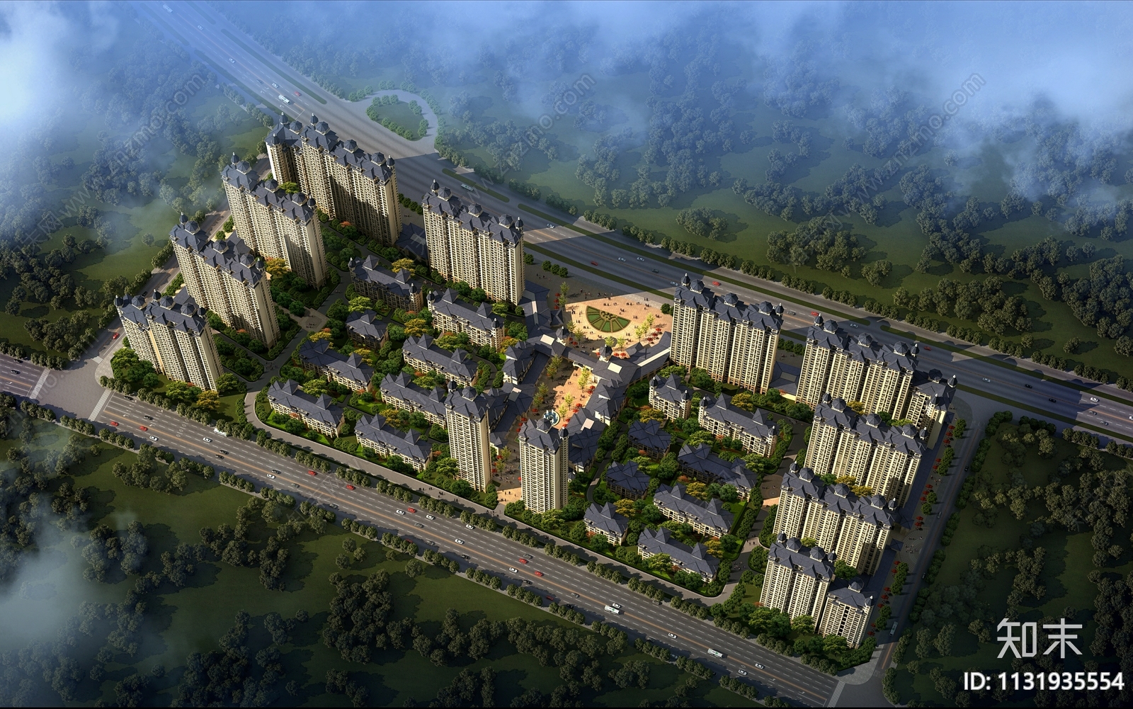 欧式古典住宅小区3D模型下载【ID:1131935554】