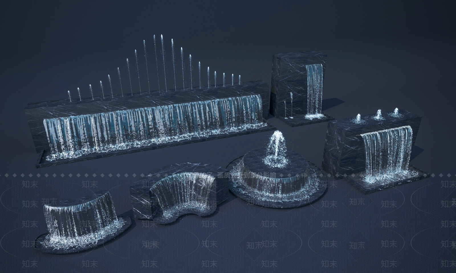 现代水景喷泉SU模型下载【ID:1131939701】