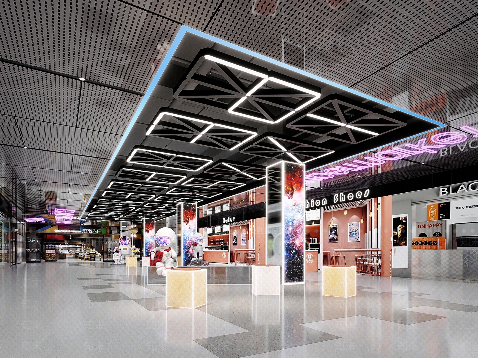 现代商场过道3D模型下载【ID:1131940059】