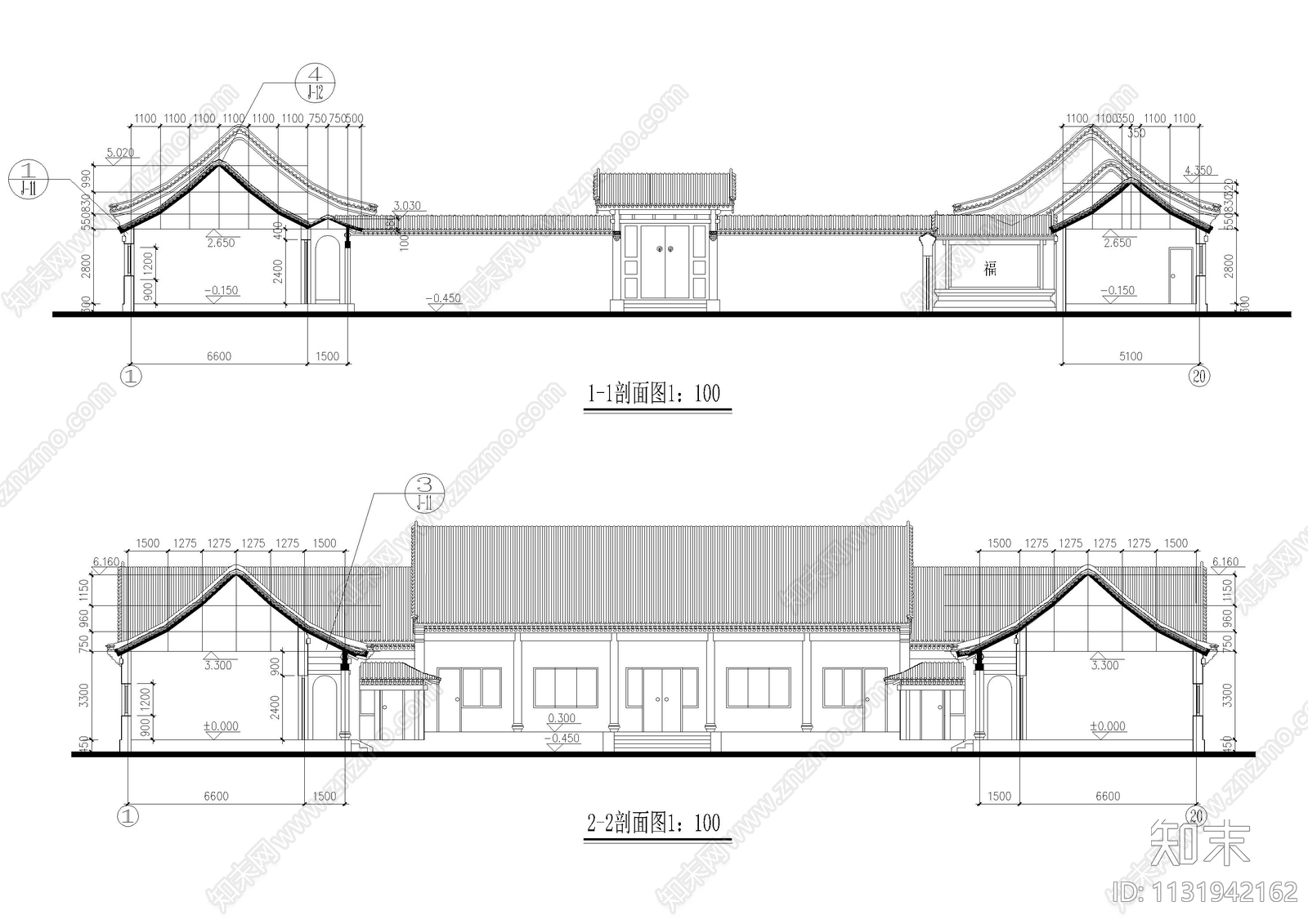 古典中式四合院办公建筑施工图下载【ID:1131942162】
