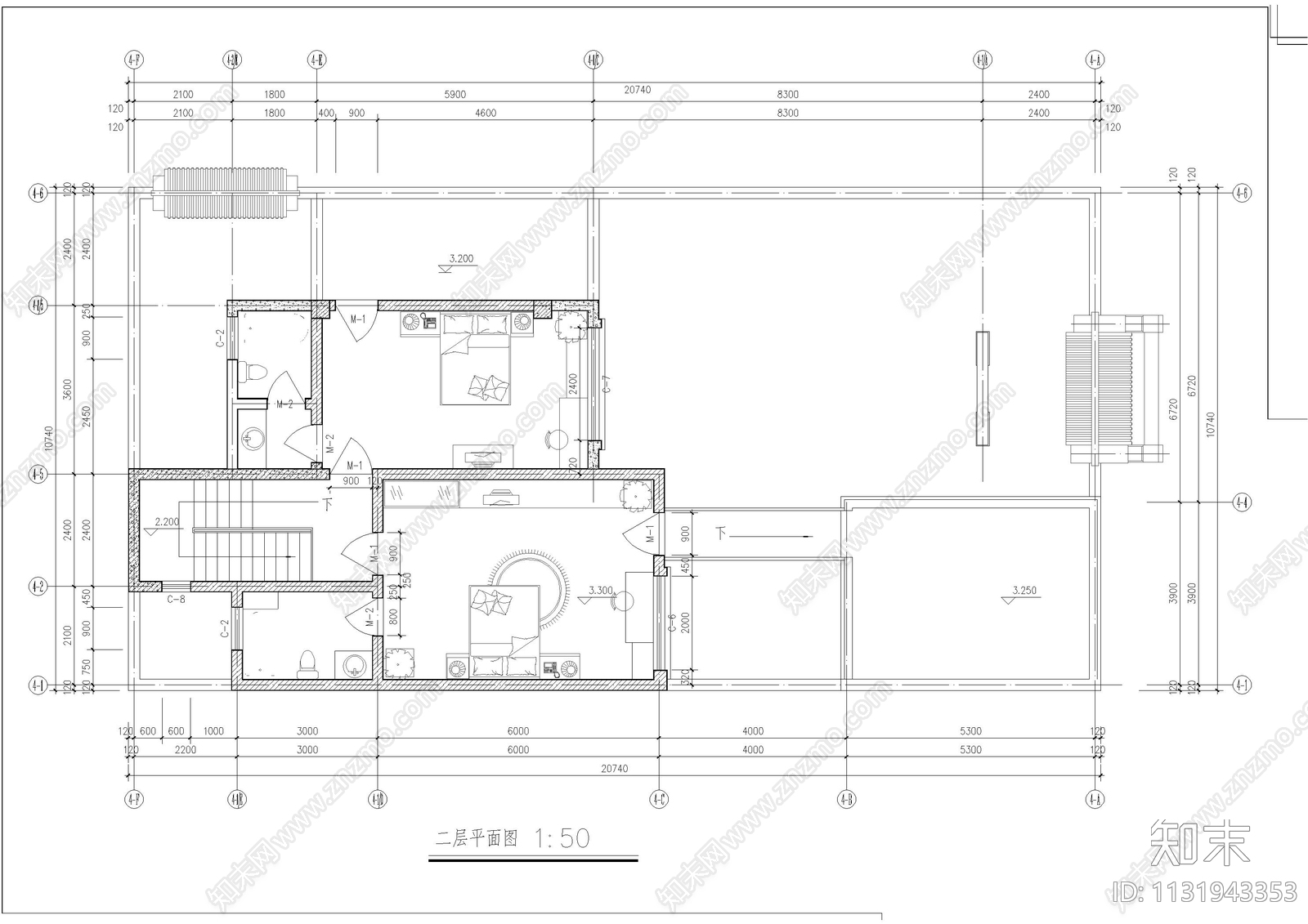 四合院别墅建筑cad施工图下载【ID:1131943353】